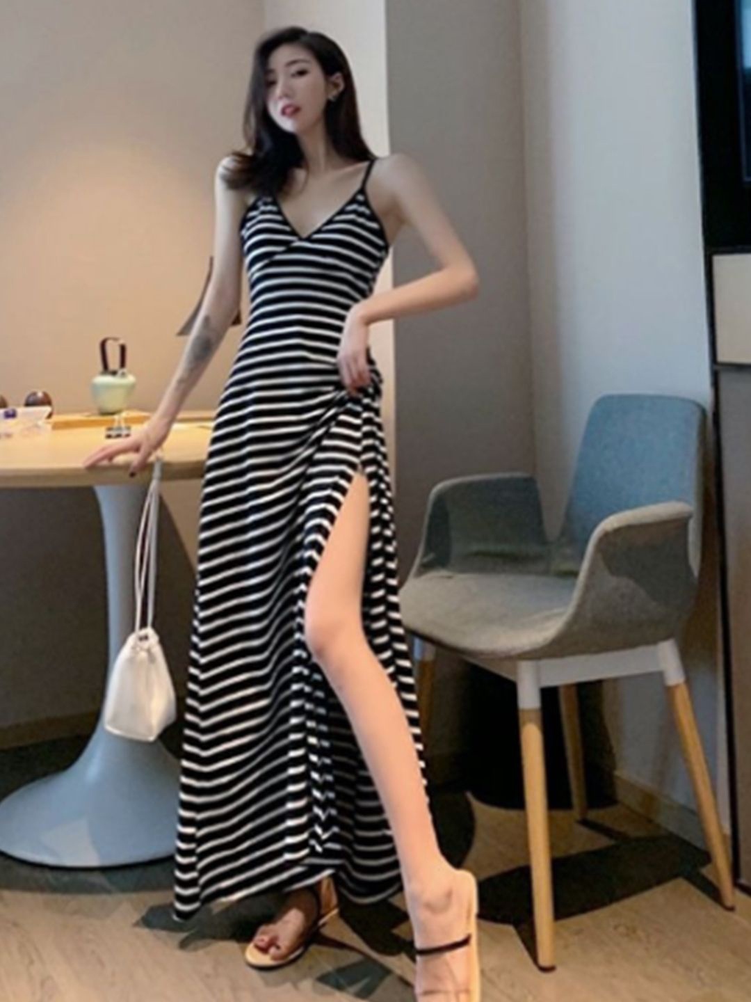 

StyleCast Striped Maxi Dress, Black