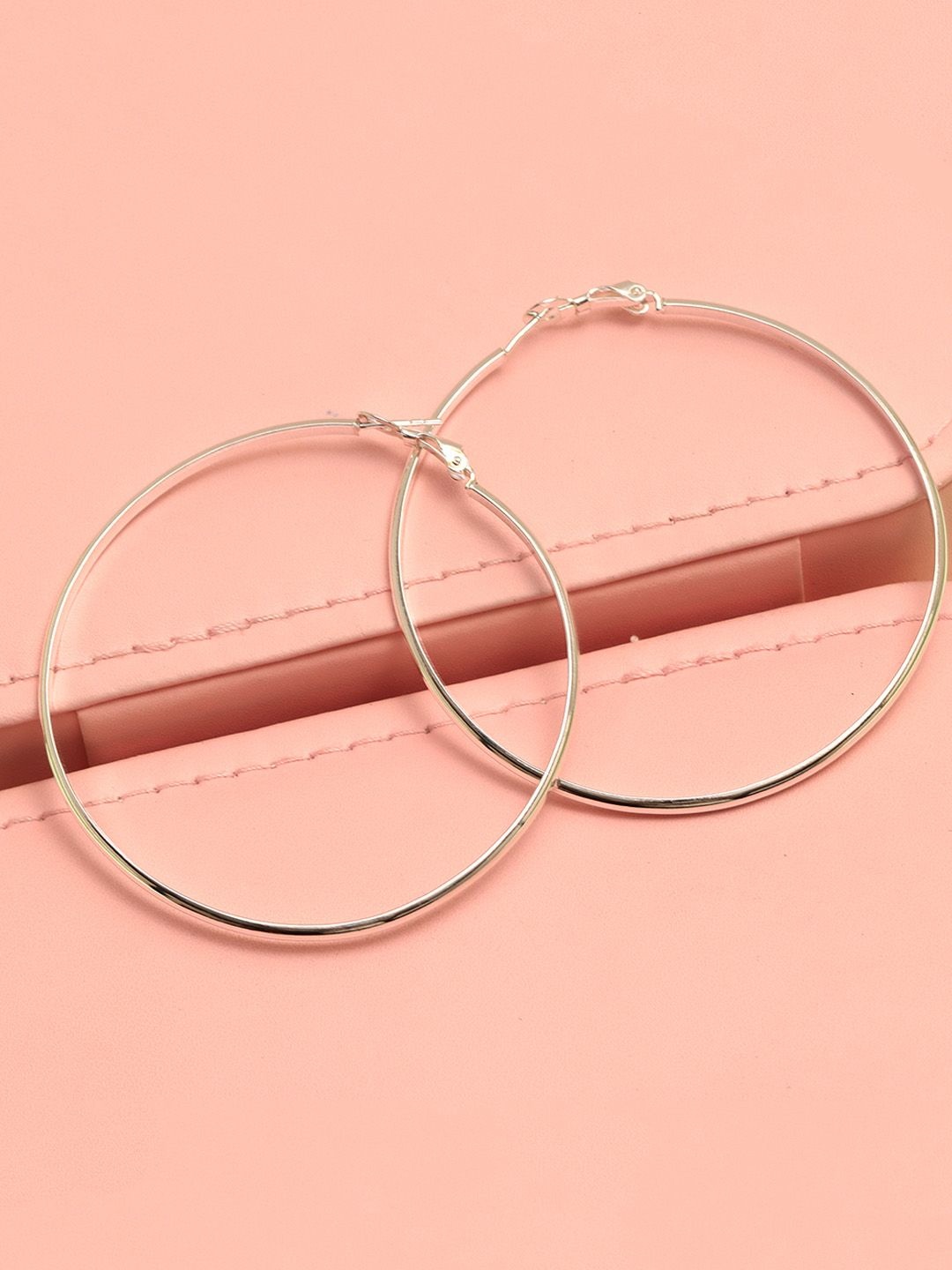 

LeCalla 925 Sterling Silver-Plated Large Clutchless Paddle Circular Hoop Earrings