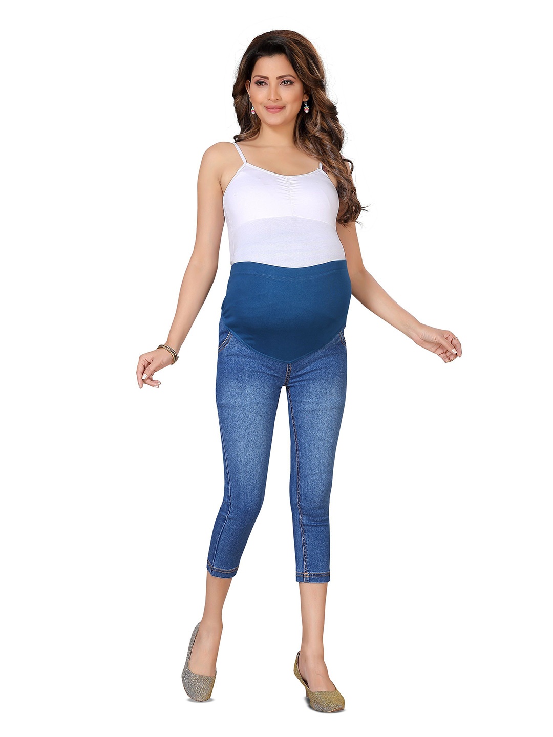 

mama & bebe Women Maternity Capris, Blue