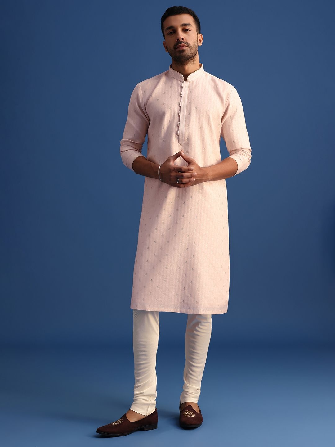 

KALKI Fashion Men Printed Regular Kurta with Pyjamas, Peach