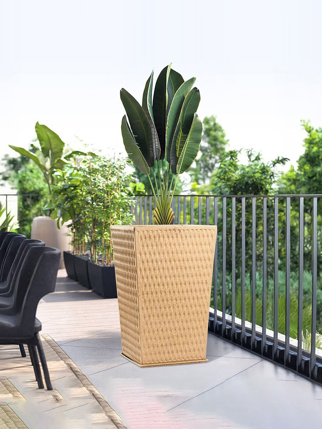 

Kuber Industries Marble Brown Textured Roto Mould Matrix Tower Flower Planter