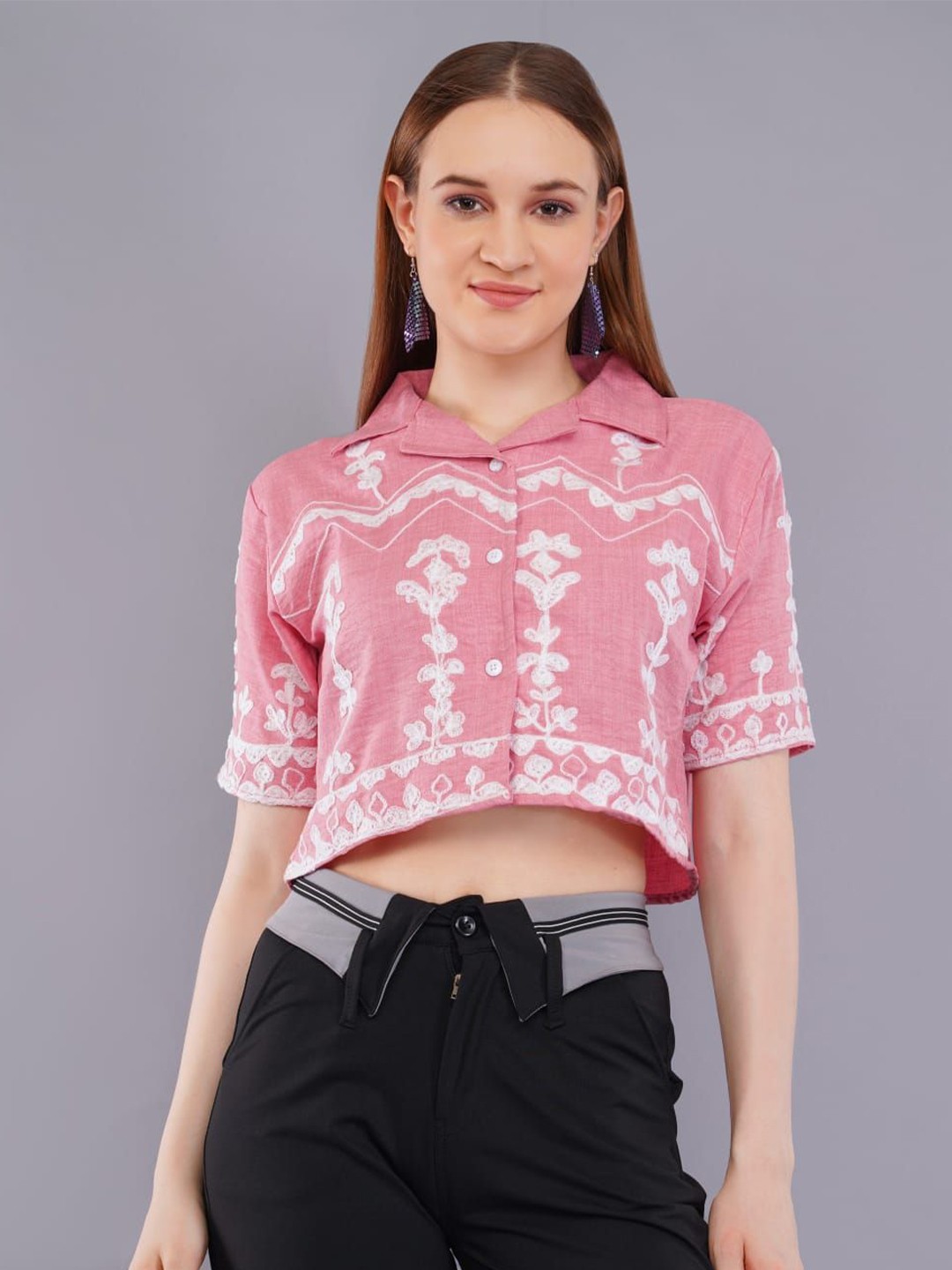

HIGH BUY Women Smart Opaque Printed Casual Shirt, Pink
