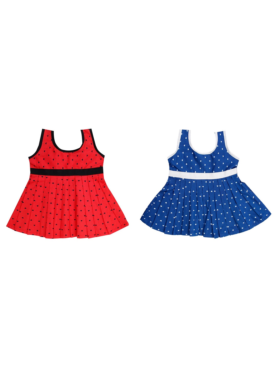 

The Creators Girls Pack Of 2 Cotton Scoop Neck Sleeveless Printed A-Line Dress, Red