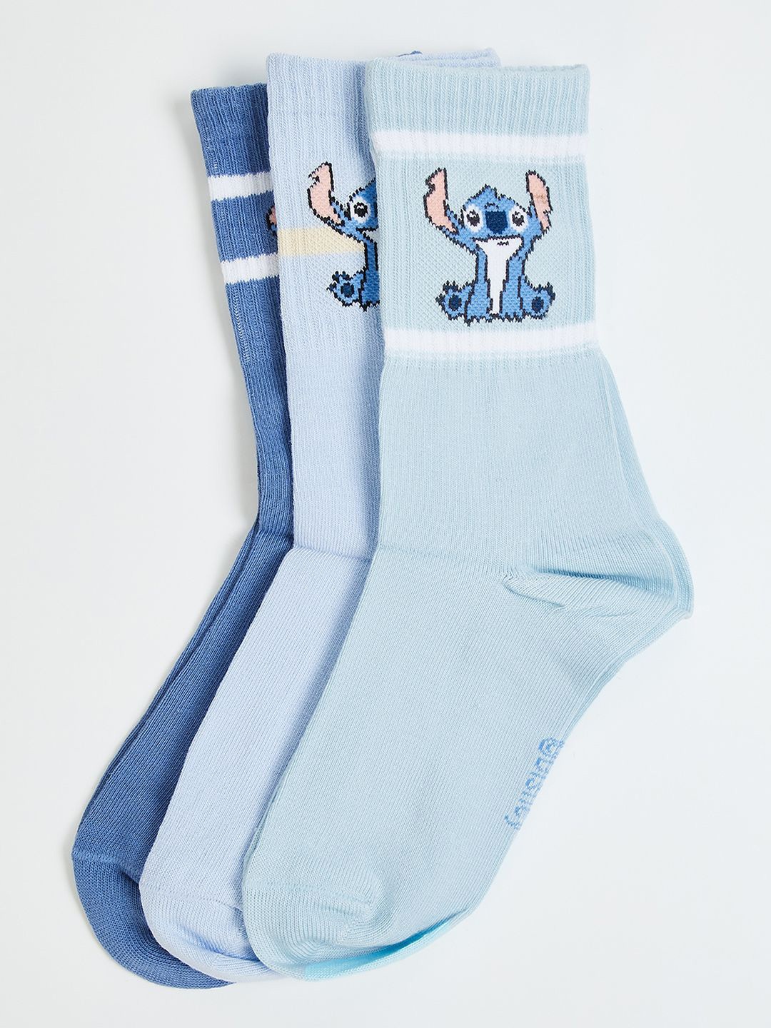 

max Girls Pack Of 3 Patterned Ankle-Length Cotton Socks, Blue