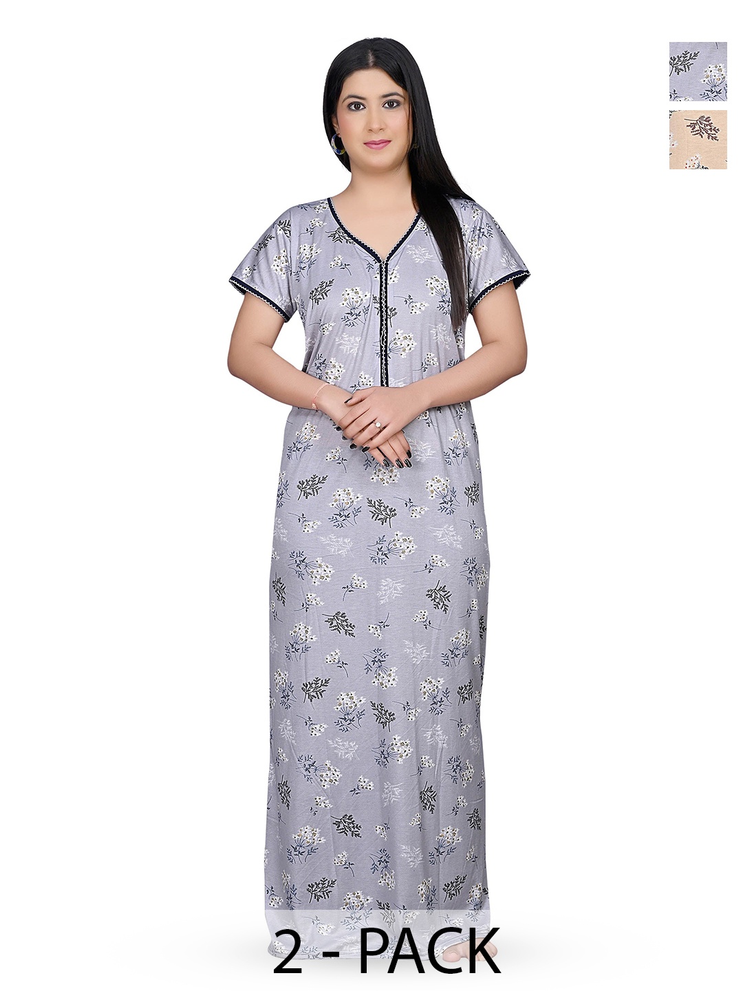 

G4Girl Printed Maxi Nightdress pack of 4, Blue
