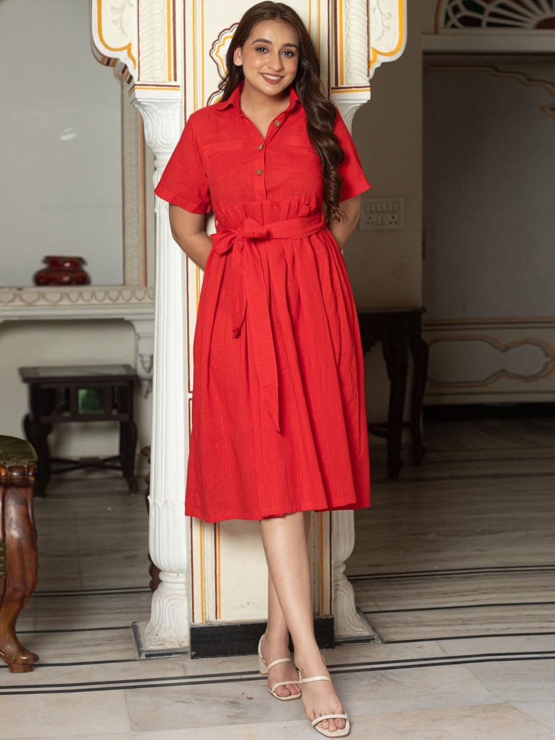 

SUKITI Women Fit & Flare Dress, Red