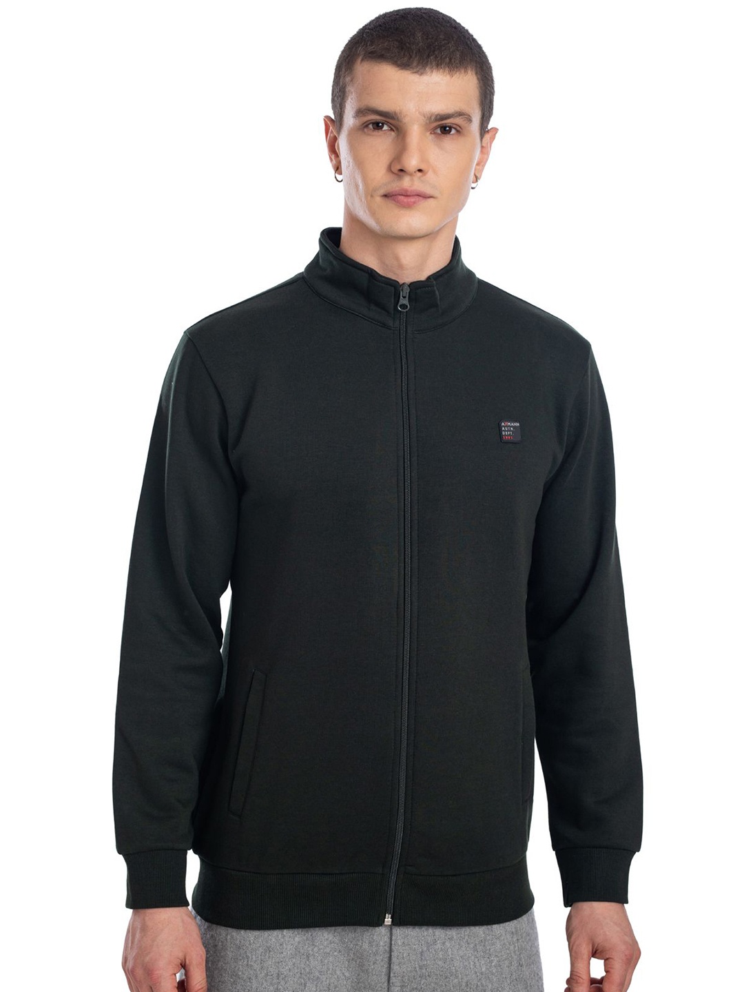 

AXMANN Men Mock Collar Sweatshirt, Green