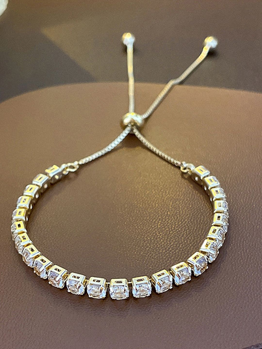 

Peora Silver-Plated Cubic Zirconia Studded Adjustable Wraparound Bracelet