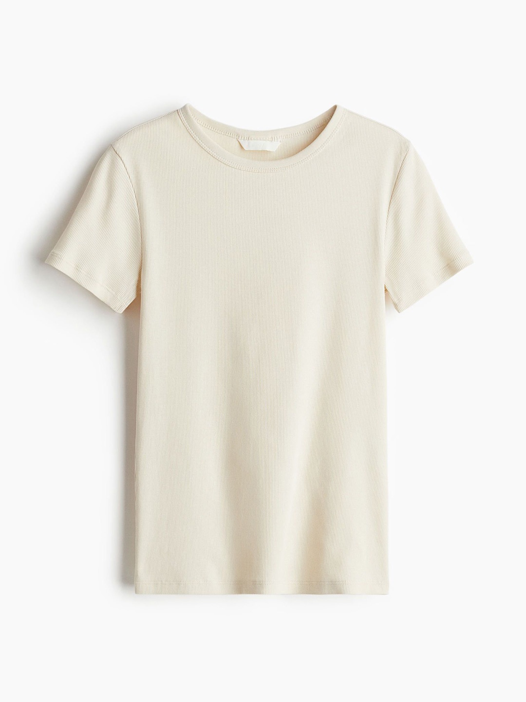 

H&M Ribbed T-shirt, Beige