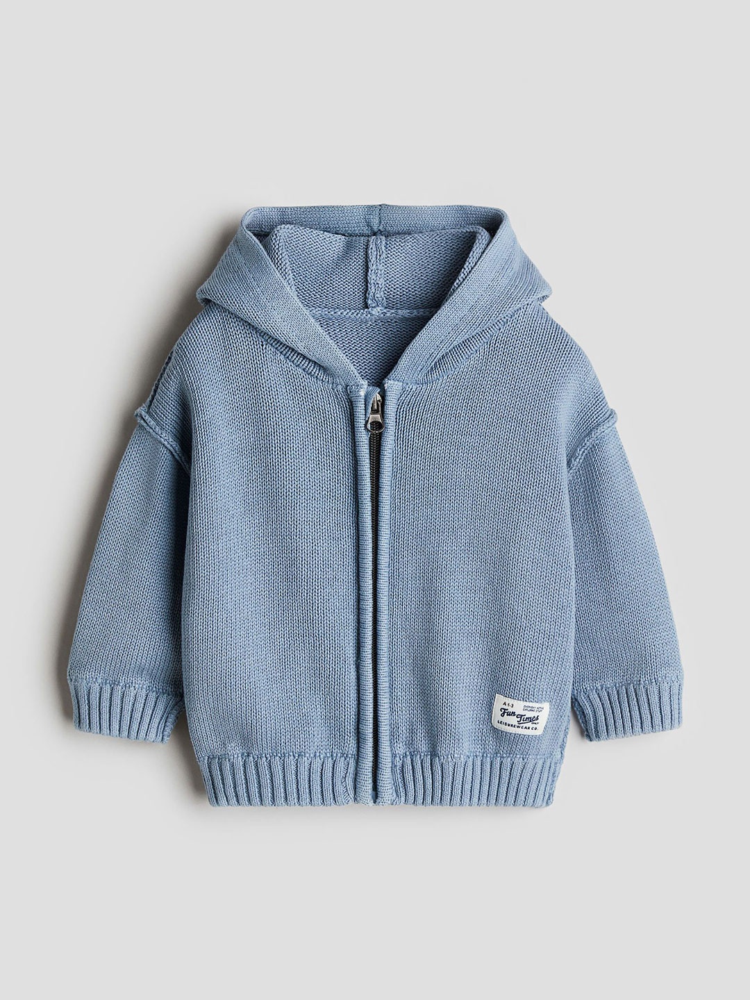 

H&M Knitted Zip-Through Cotton Hoodie, Blue