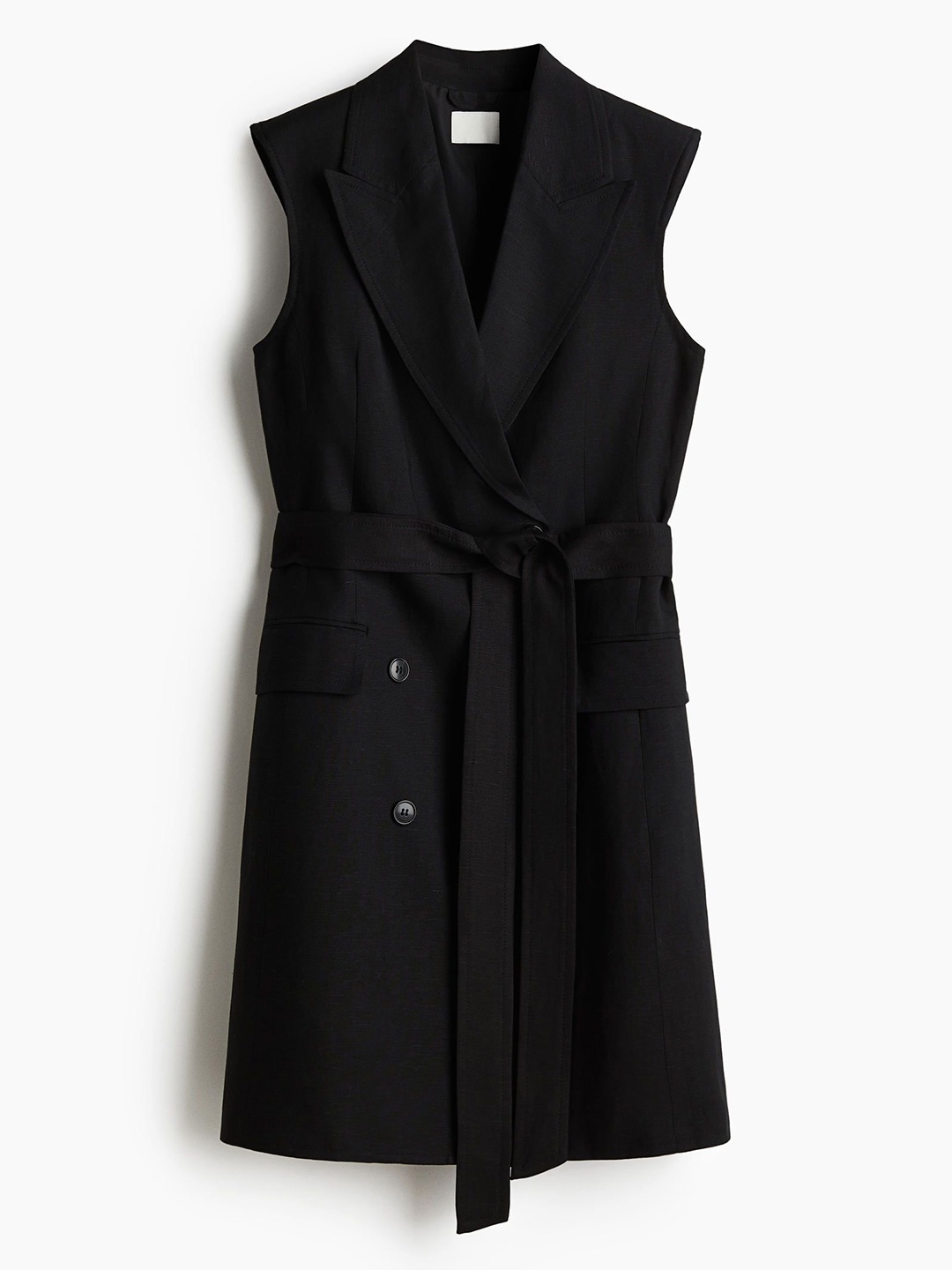 

H&M Linen-Blend Blazer Dress, Black