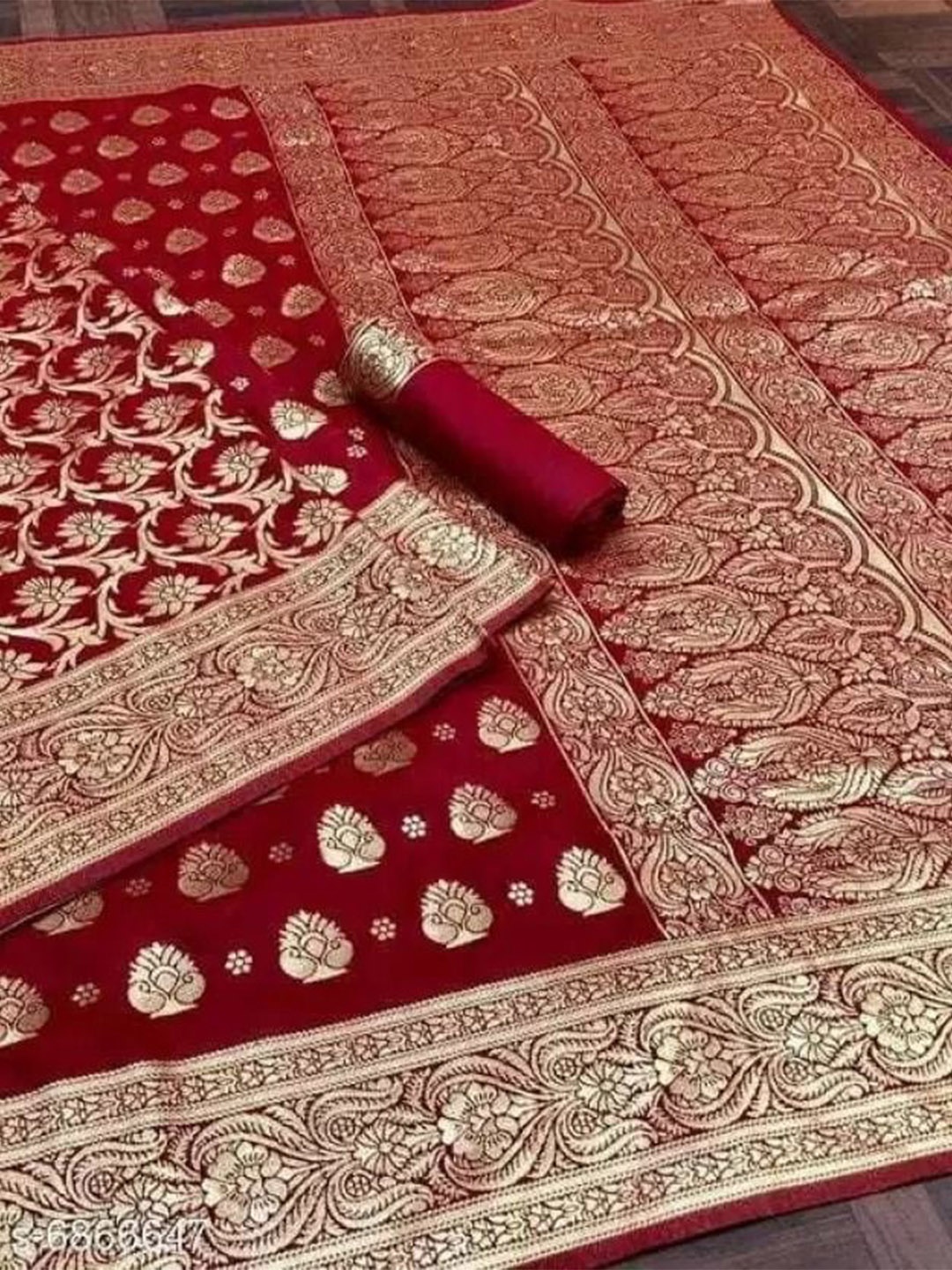 

KALINI Woven Design Zari Pure Silk Saree, Maroon