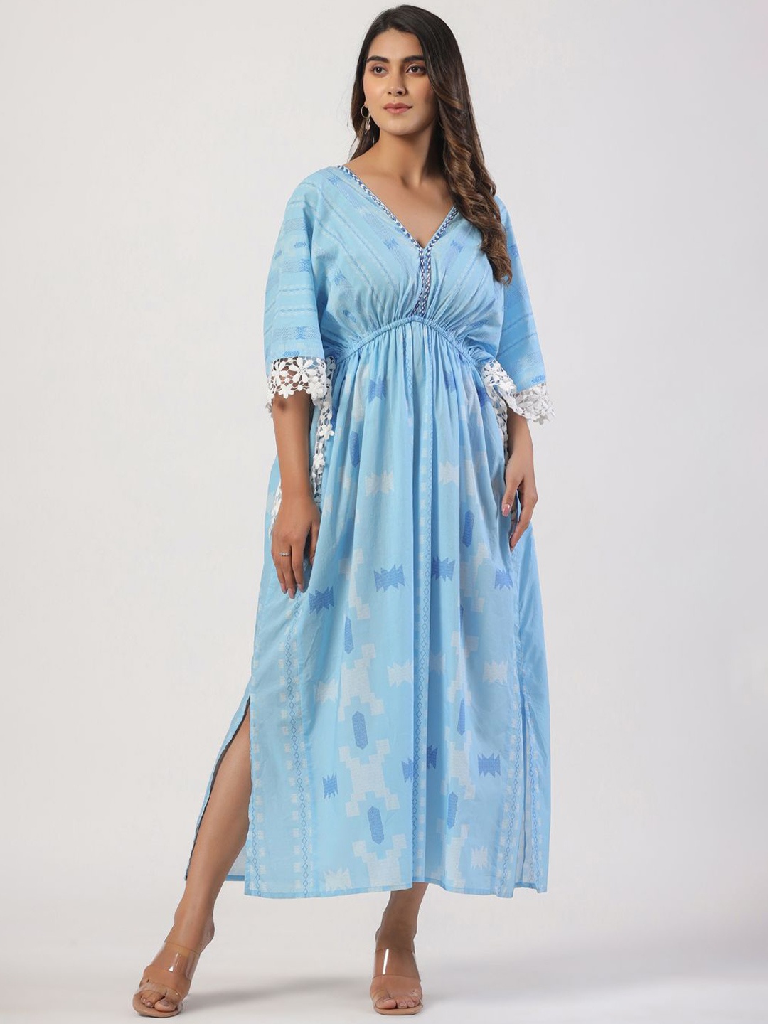 

STIL O STITCH Women Floral Embroidered Fit - Flare Dress, Blue