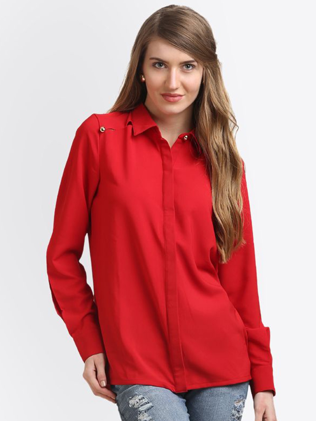 

Moda Elementi Women Classic Opaque Casual Shirt, Red