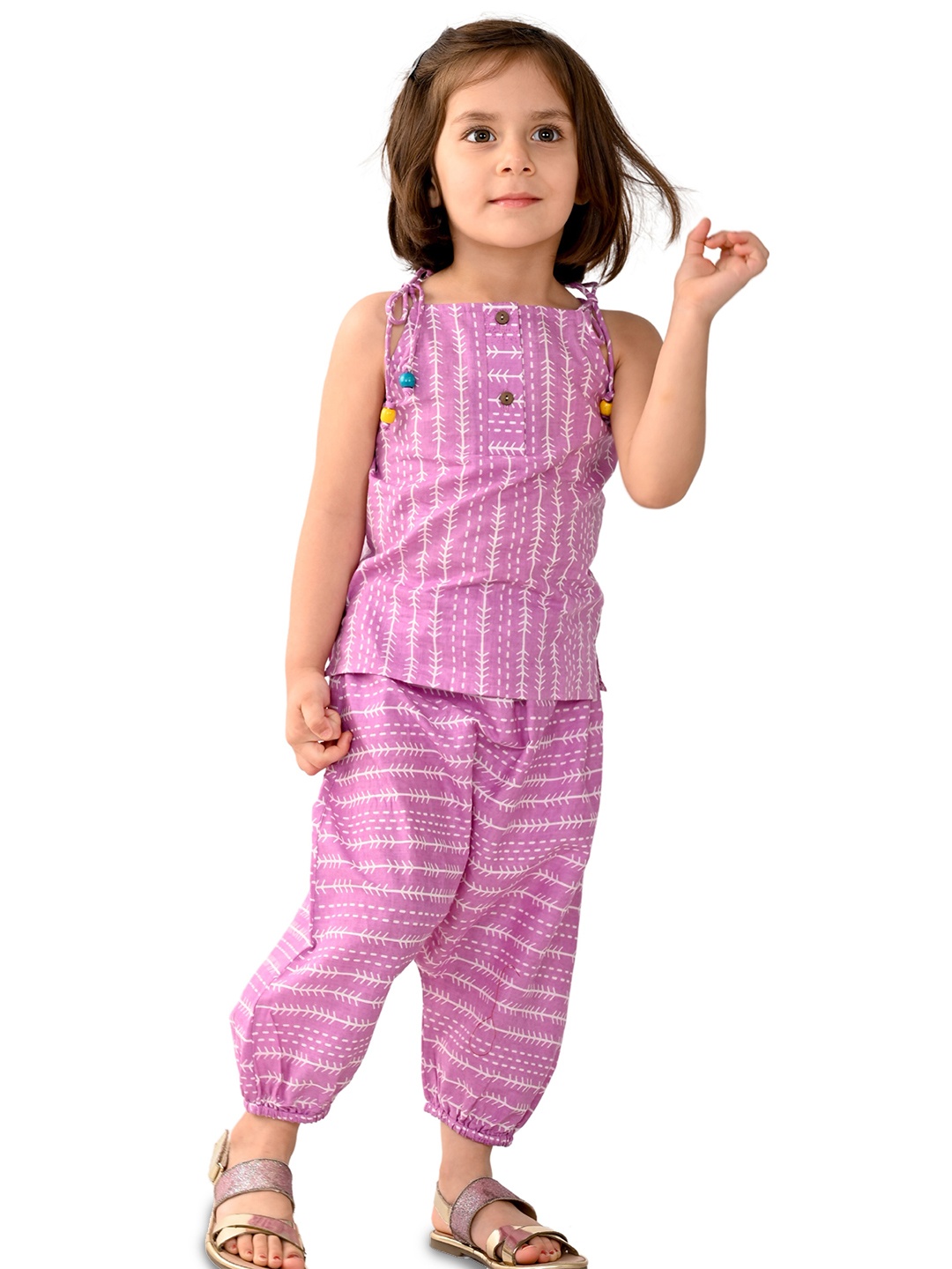 

Tiny Bunnies Girls Printed Top with Trousers, Purple