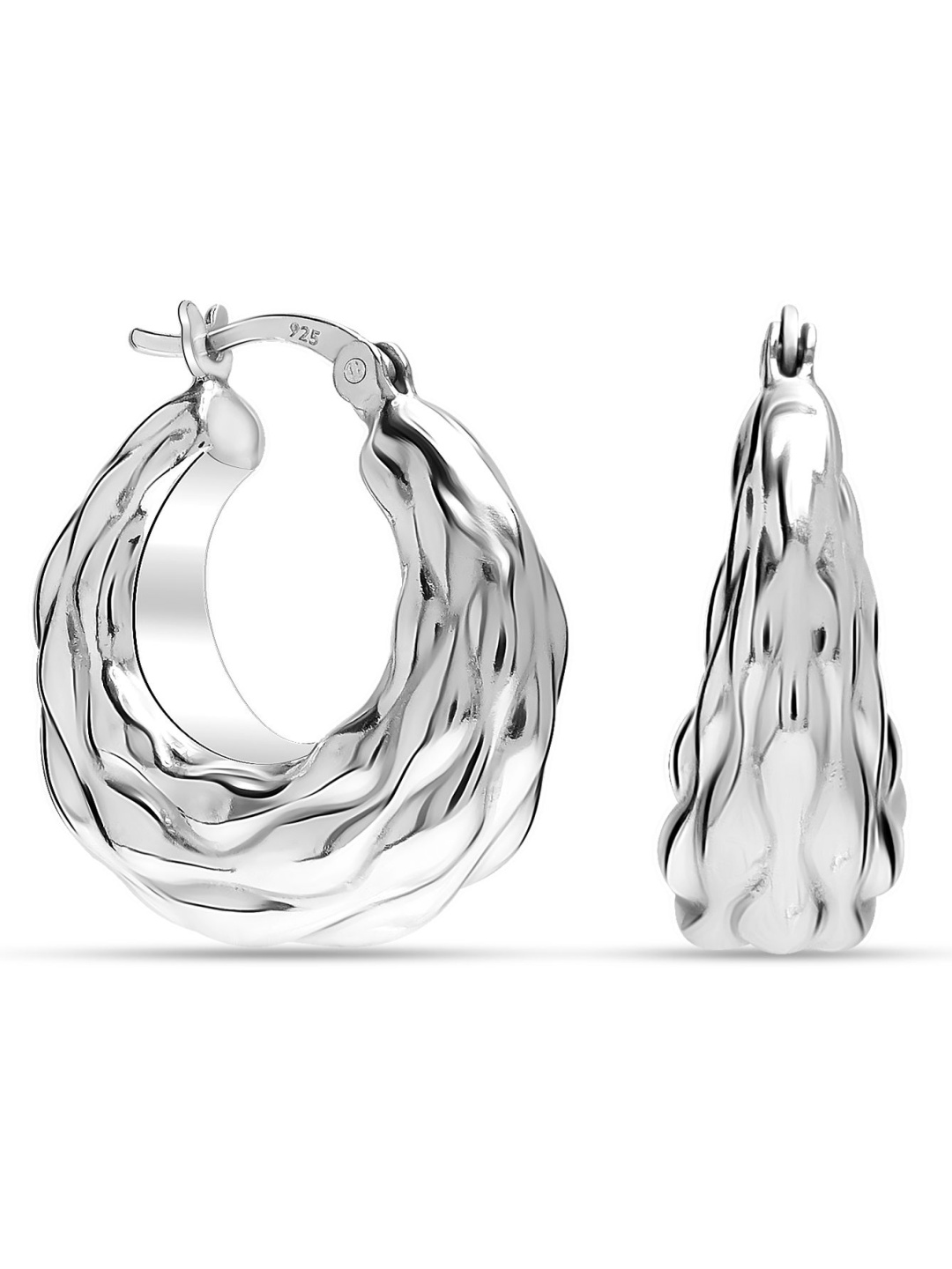

LeCalla 925 Sterling Silver-Plated Oval Shaped Hoops