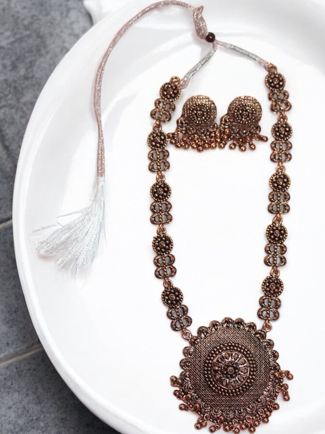 

Jolly Faces Copper-Plated Beaded Jewellery Set