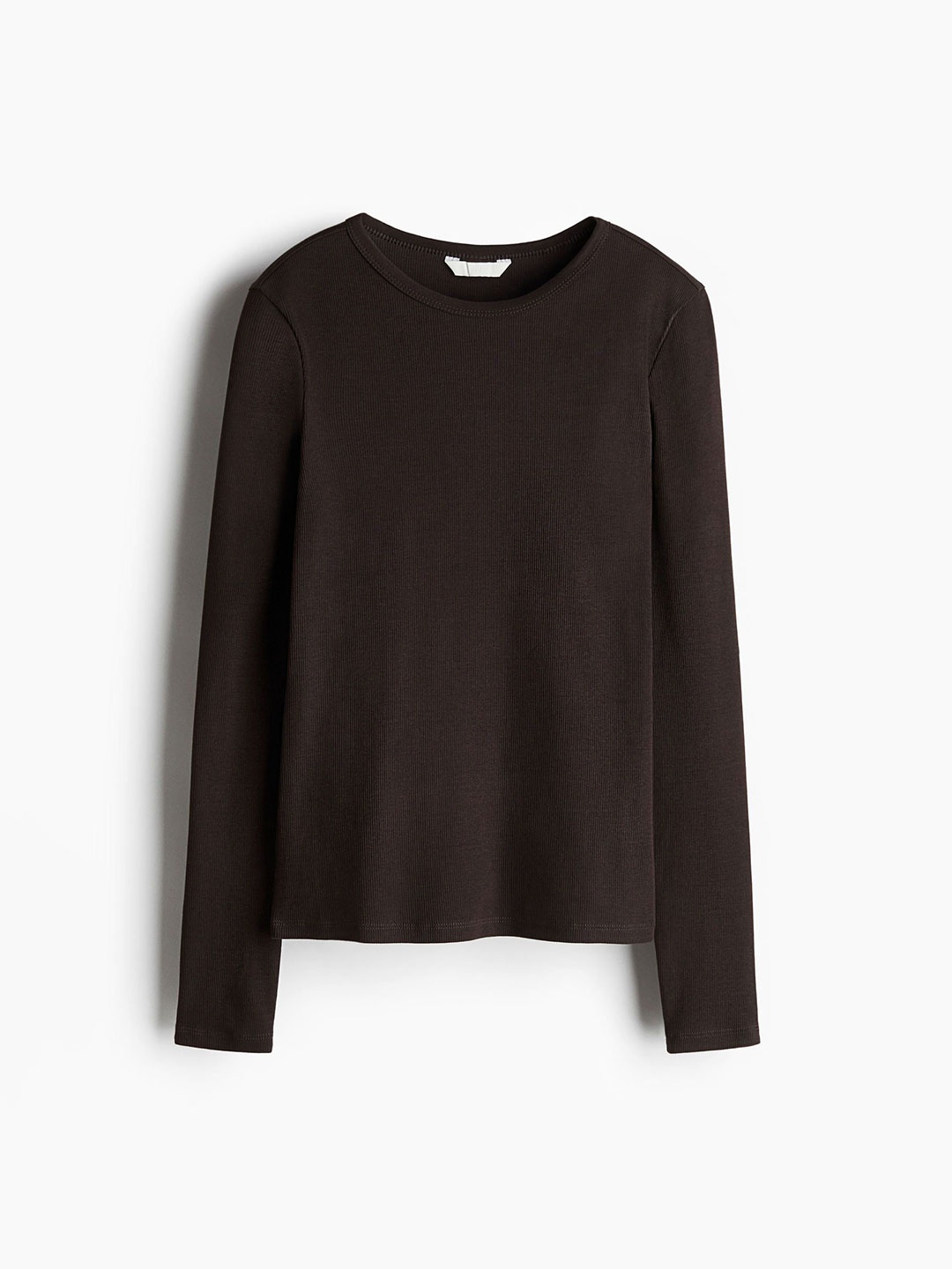 

H&M Ribbed Cotton Top, Brown