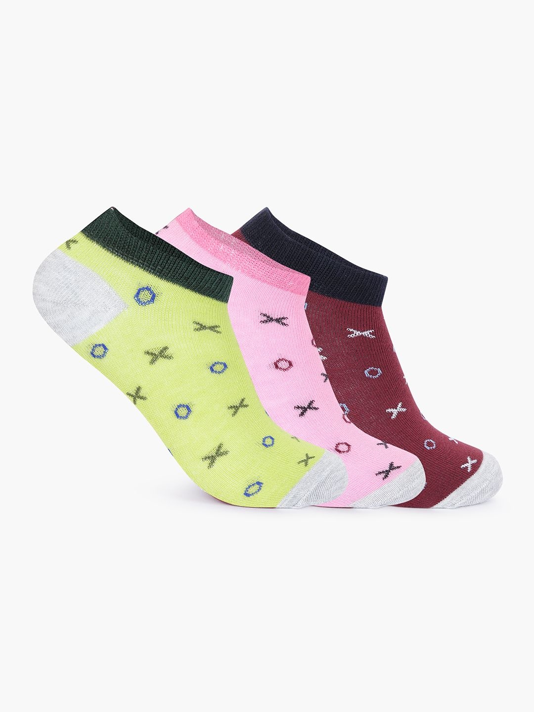 

DressBerry Women Pack Of 3 Printed Cotton Ankle-Length Socks, Green