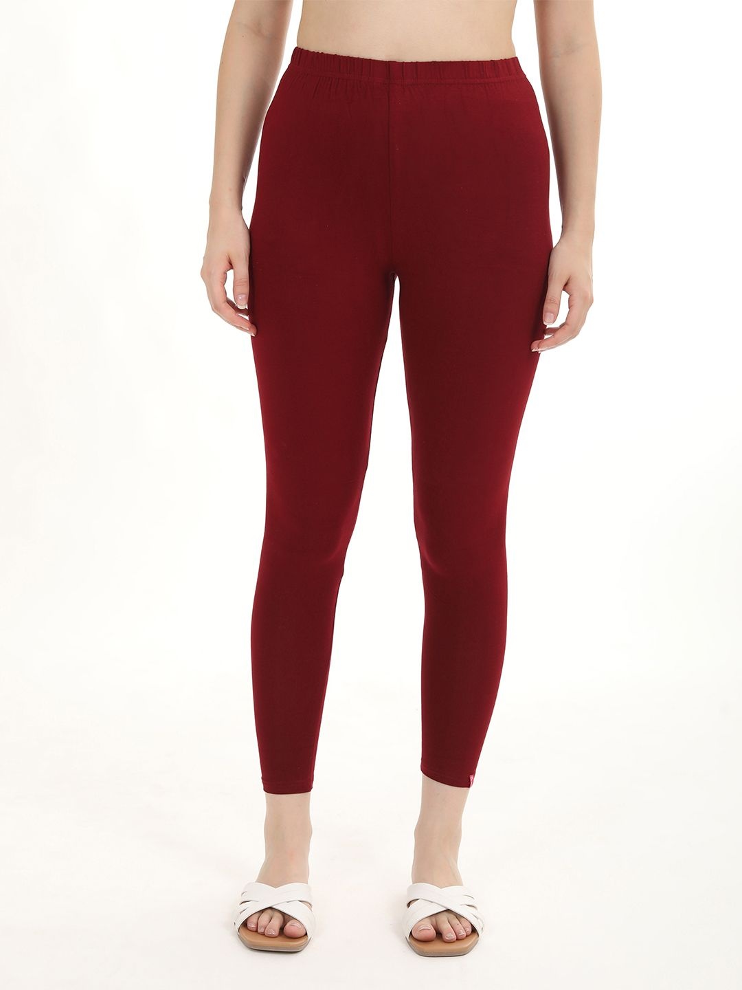 

Fly Birds Women Cotton High-Rise Ankle-Length Leggings, Burgundy