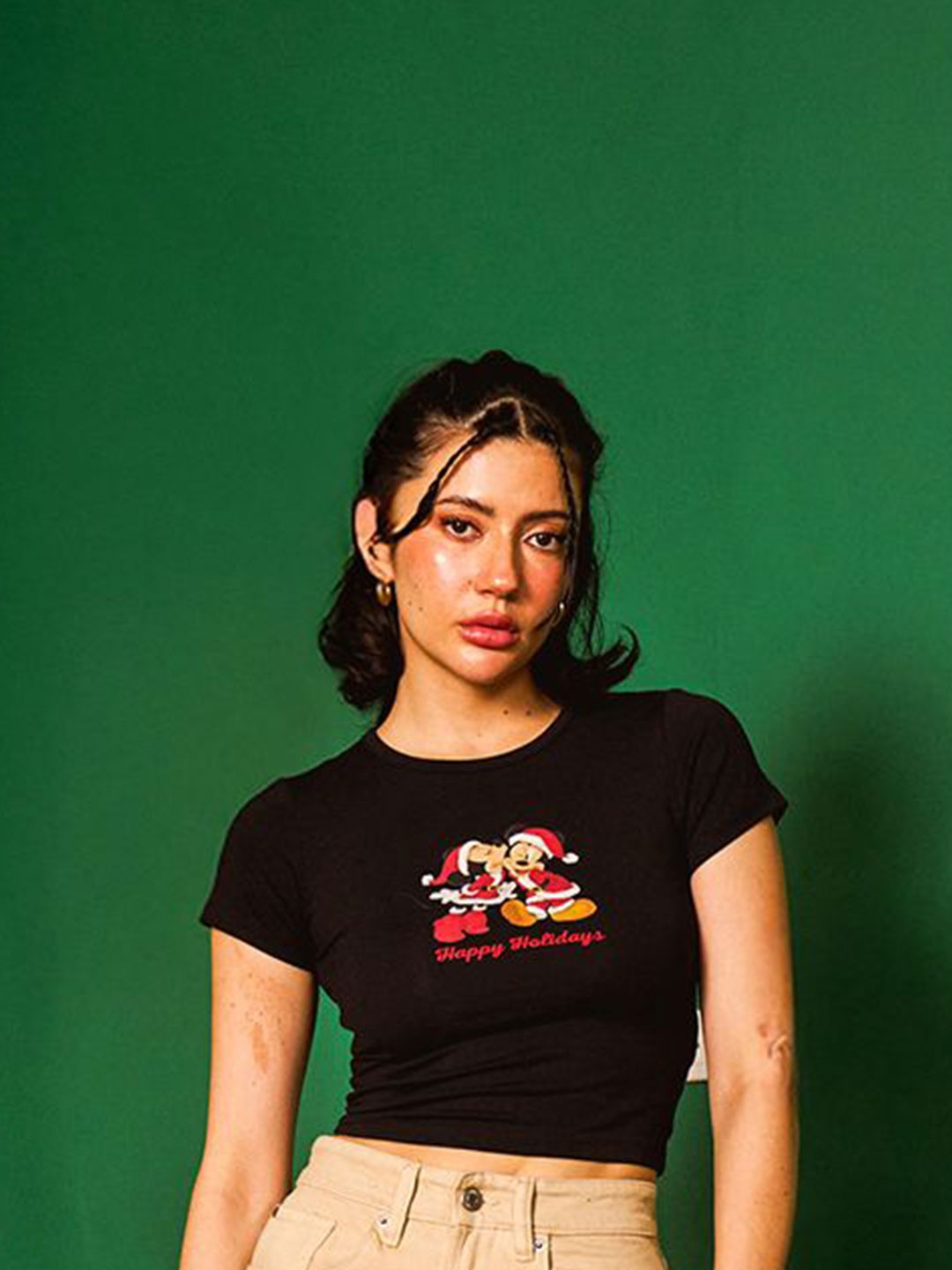 

Bonkers Corner Print Cotton Crop Top, Black