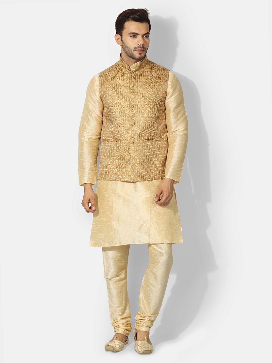 

Ethluxis Men Regular Kurta with Pyjamas, Beige