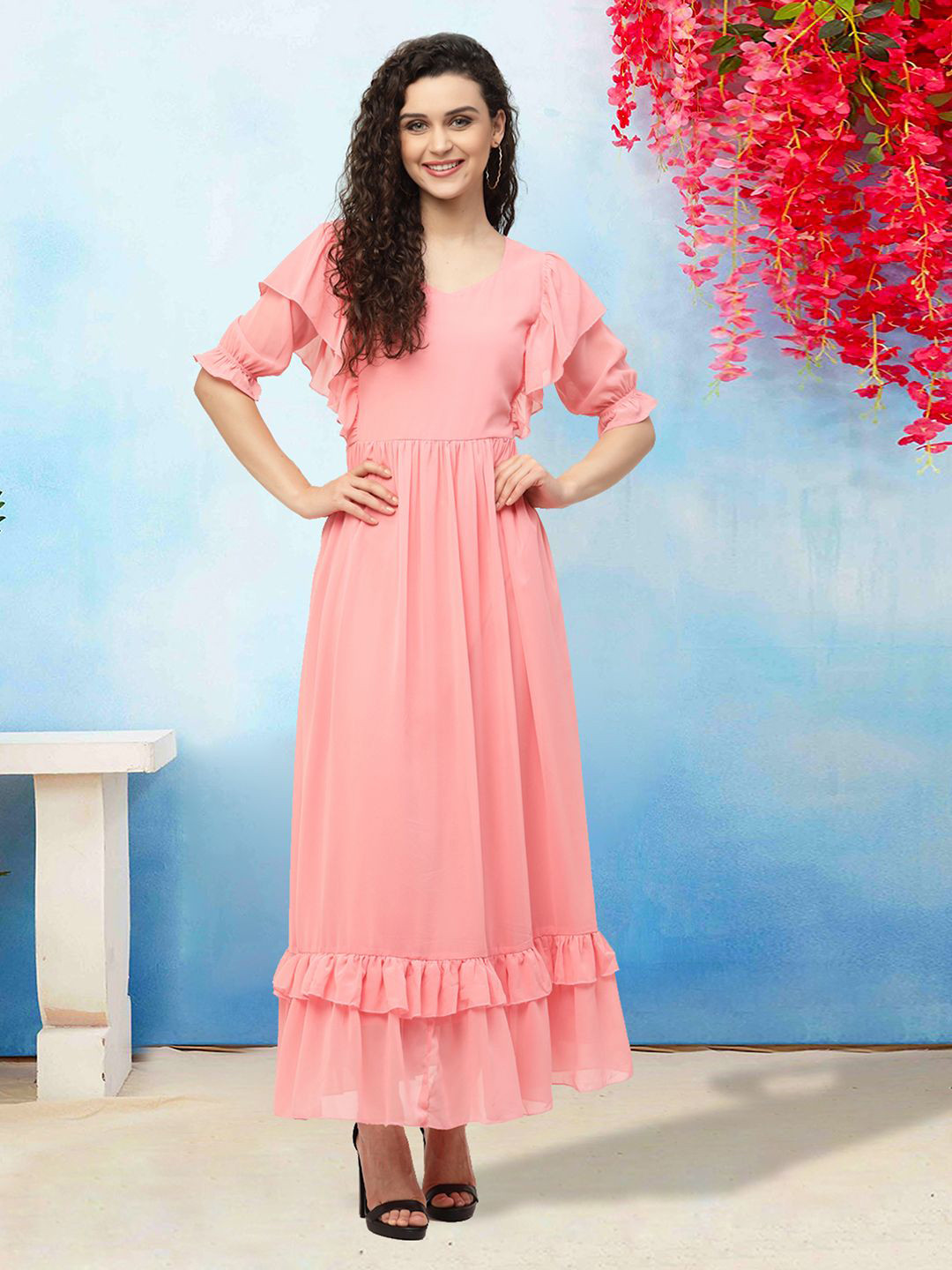 

MISS AYSE Fit & Flare Maxi Dress, Pink