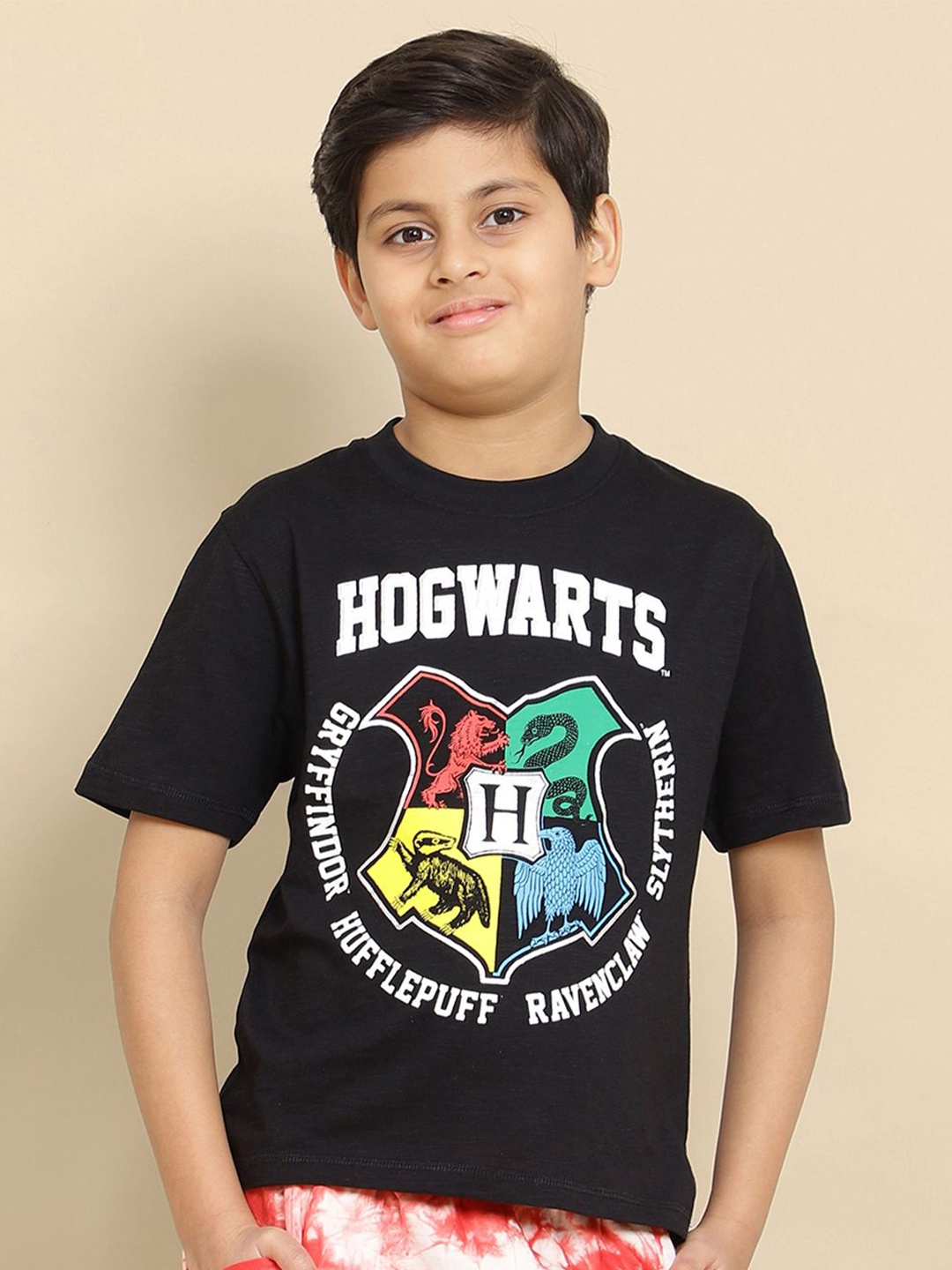 

Kids Ville Boys Harry Potter Graphic Printed Round Neck Cotton T-shirt, Black