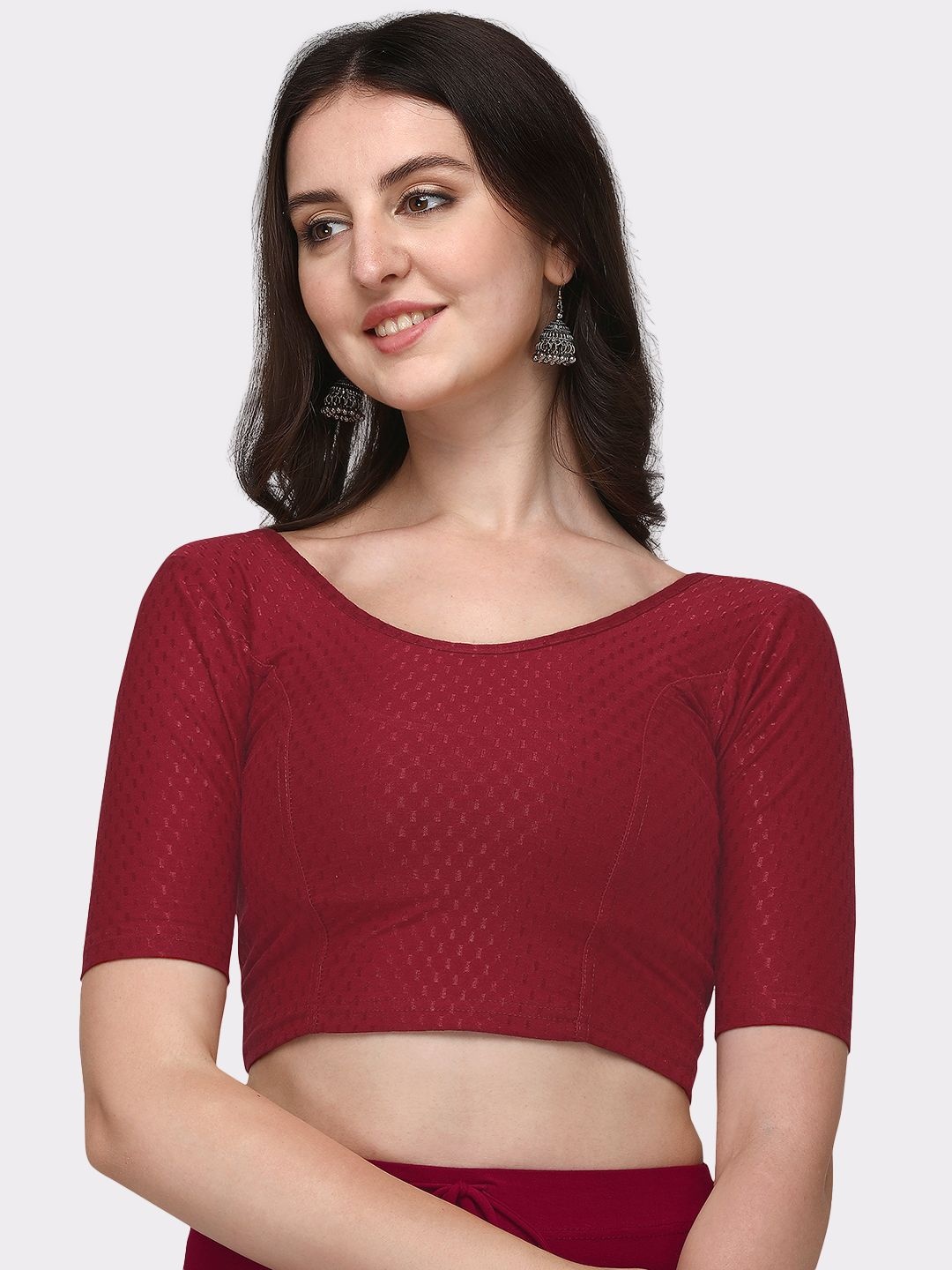 

Krimmple Self Design Cotton Saree Blouse, Maroon