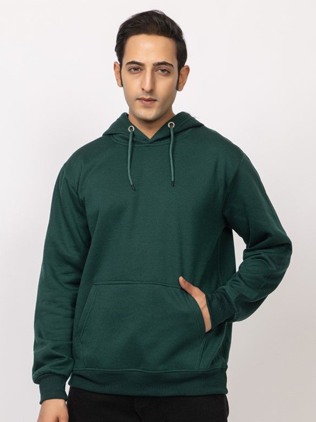 

HILFIRE REGION Men Cotton Fleece Hooded Sweatshirt, Green