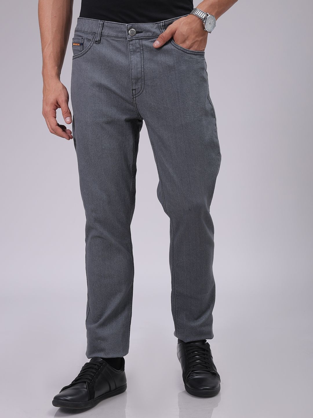 

The Indian Garage Co Men Slim Fit Cotton Jeans, Grey