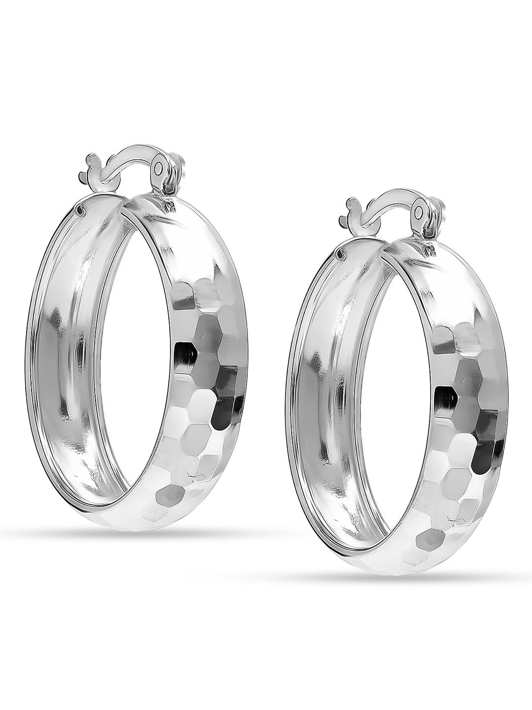 

LeCalla Sterling Silver Plated Contemporary Shaped Hoop Earrings