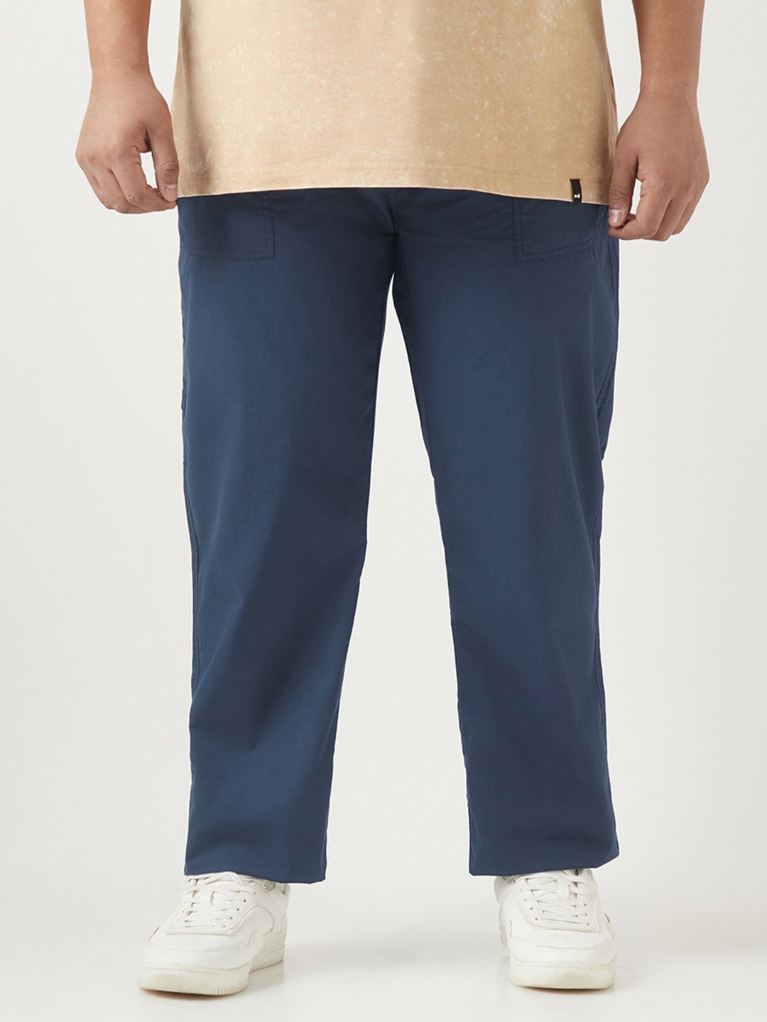 

Bewakoof Plus Men's Navy Blue Plus Size Regular Fit Mid-Rise Cotton Pant