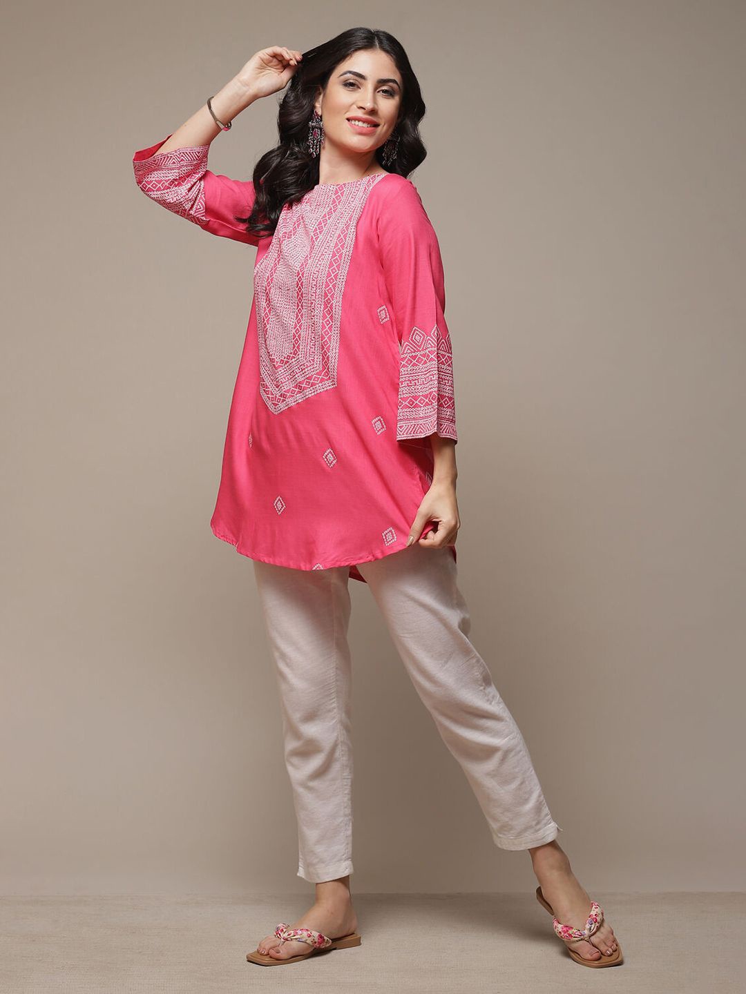

Biba Bandhani Printed Kurti, Pink