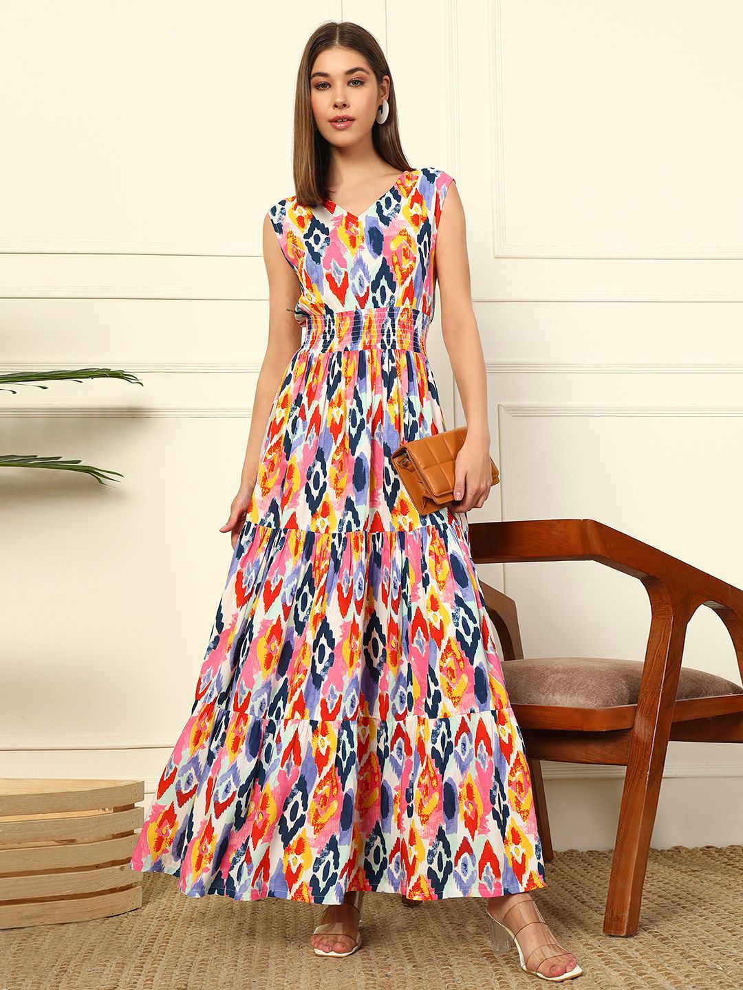 

DEEBACO Print Fit & Flare Maxi Dress, Multi