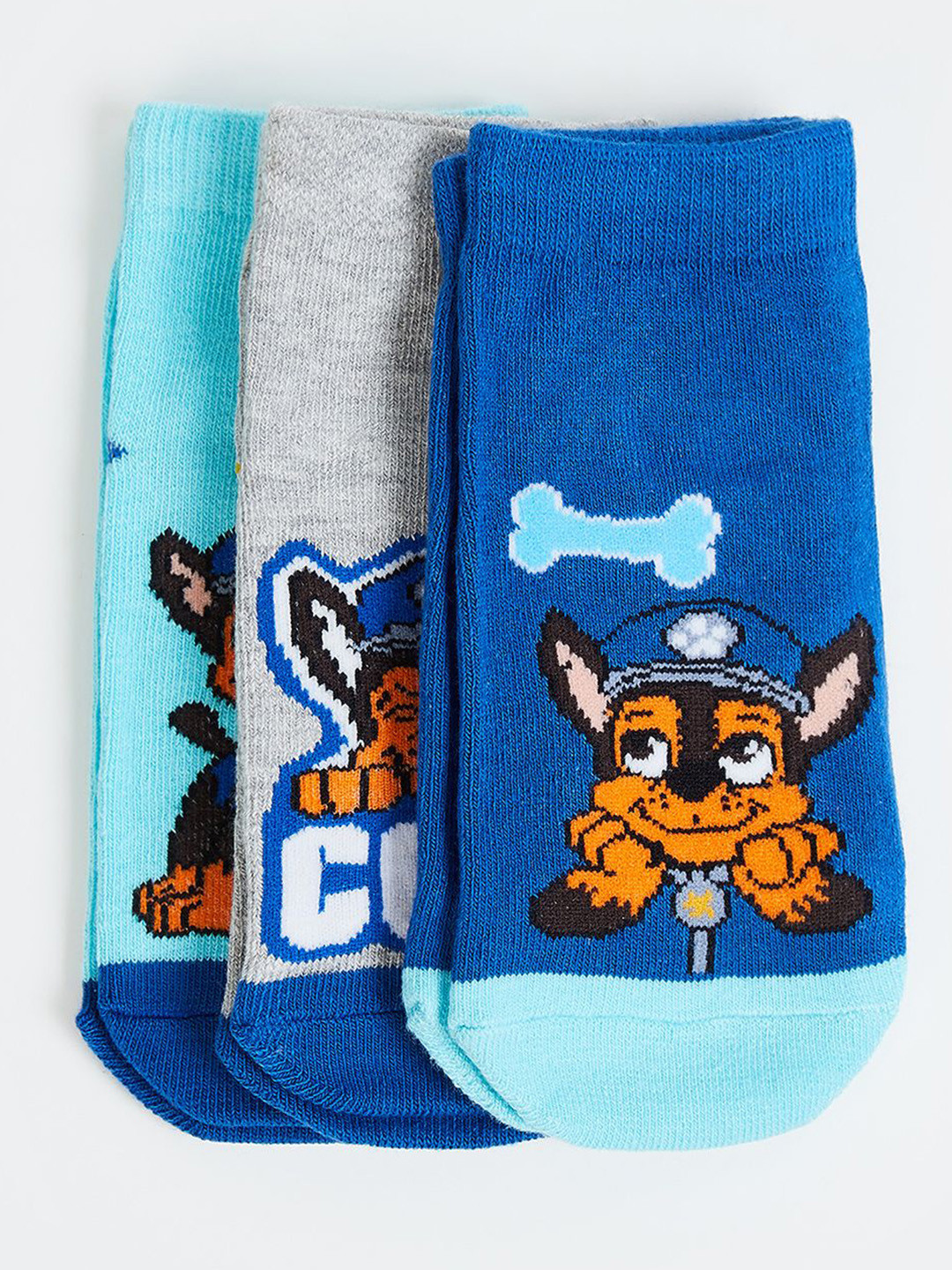 

max Girls Pack Of 3 Patterned Ankle-Length Socks, Blue