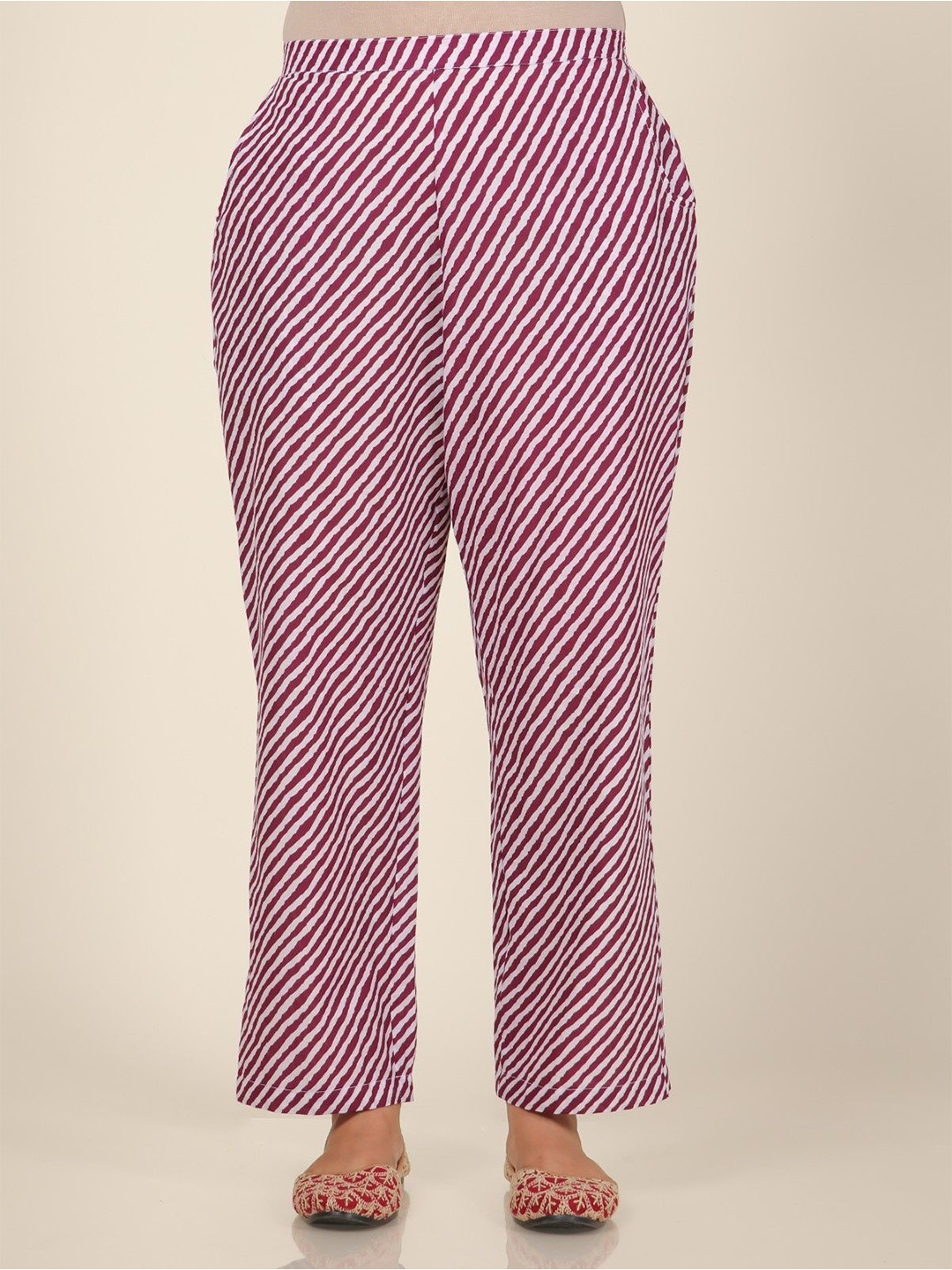 

Aramya Women Striped Cotton Palazzos, Purple