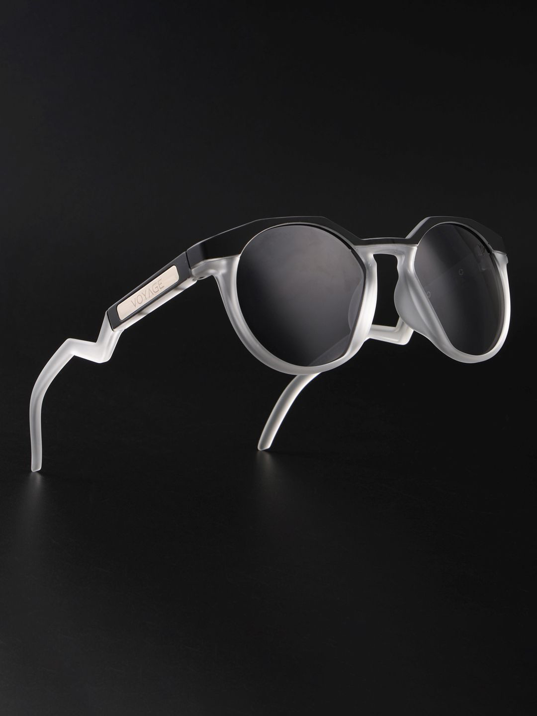 

Voyage Unisex Round Sunglasses Transparent Frame 2352PMG6564, Black
