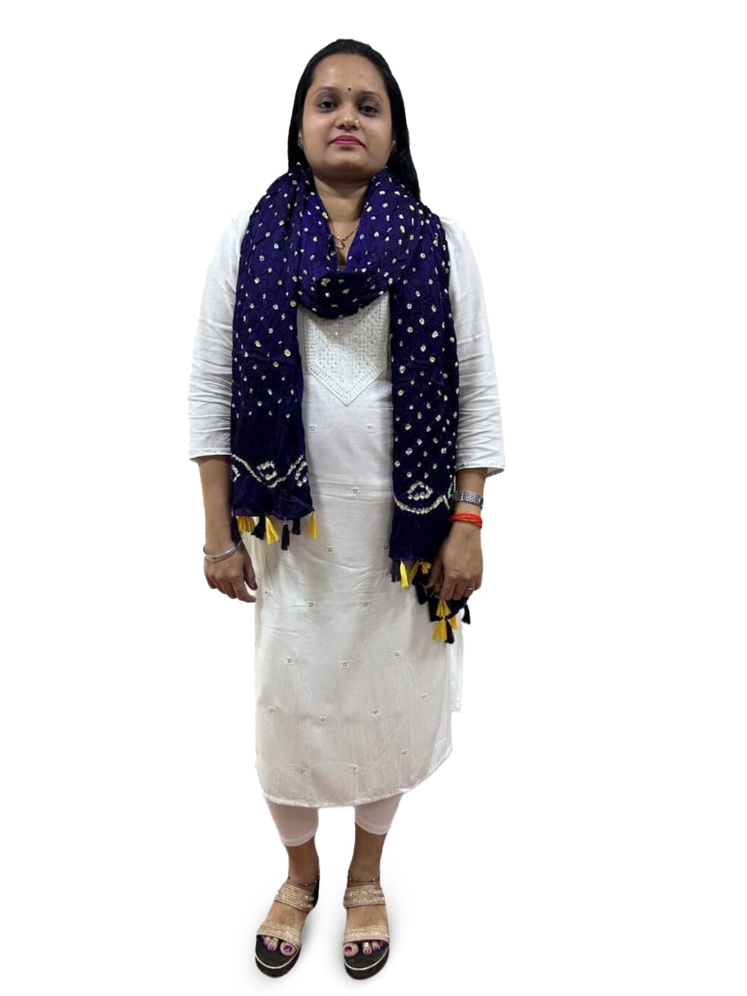 

BOMBAY BUTA Dyed Bandhani Cotton Dupatta, Blue