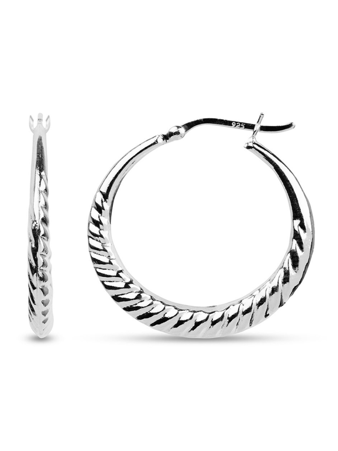 

LeCalla Sterling Silver-Plated Circular Shaped Hoop Earrings