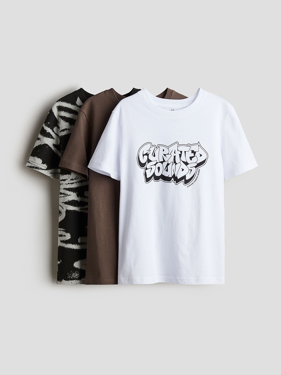 

H&M Boys 3-Pack Cotton T-shirts, Brown