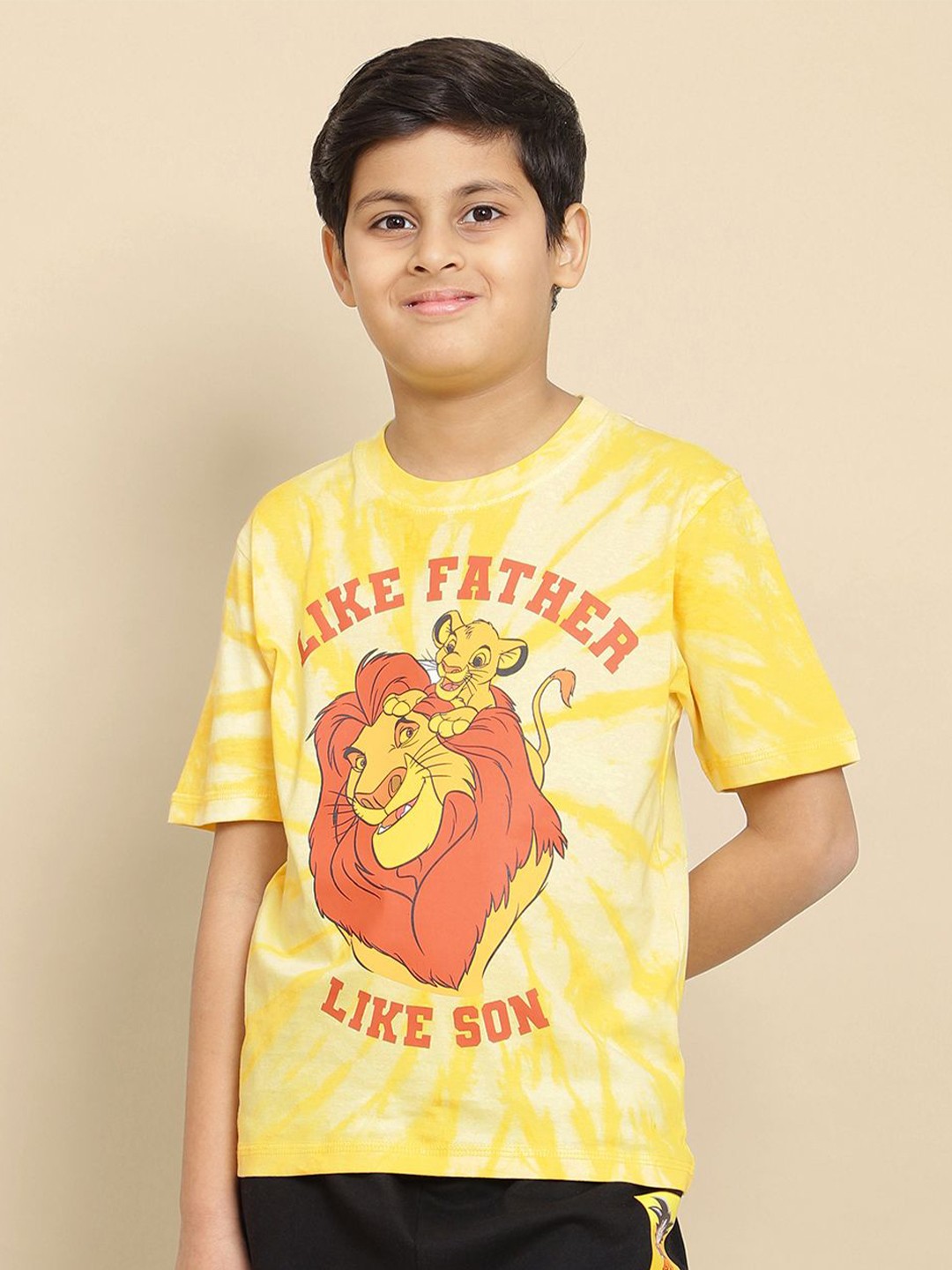 

Kids Ville Boys Lion King Dyed Round Neck Cotton T-shirt, Yellow
