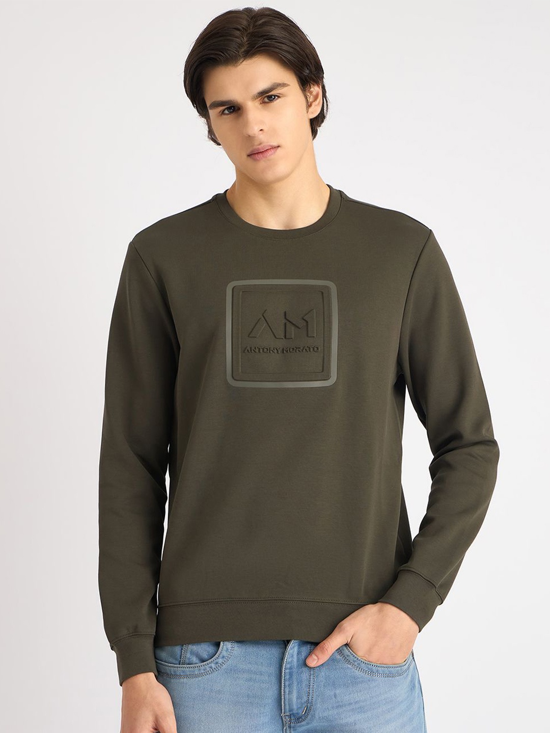 

Antony Morato Men Printed Round Neck Sweatshirt, Olive