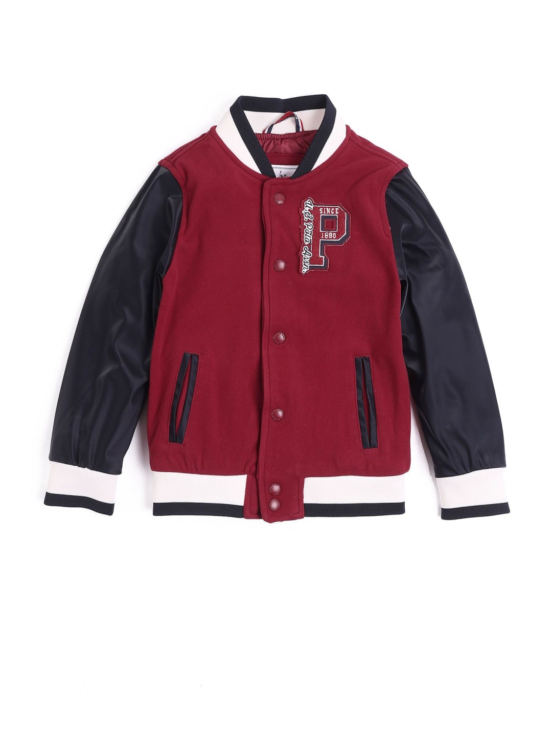 

U.S. Polo Assn. Kids Boys Colourblocked Varsity Jacket, Red