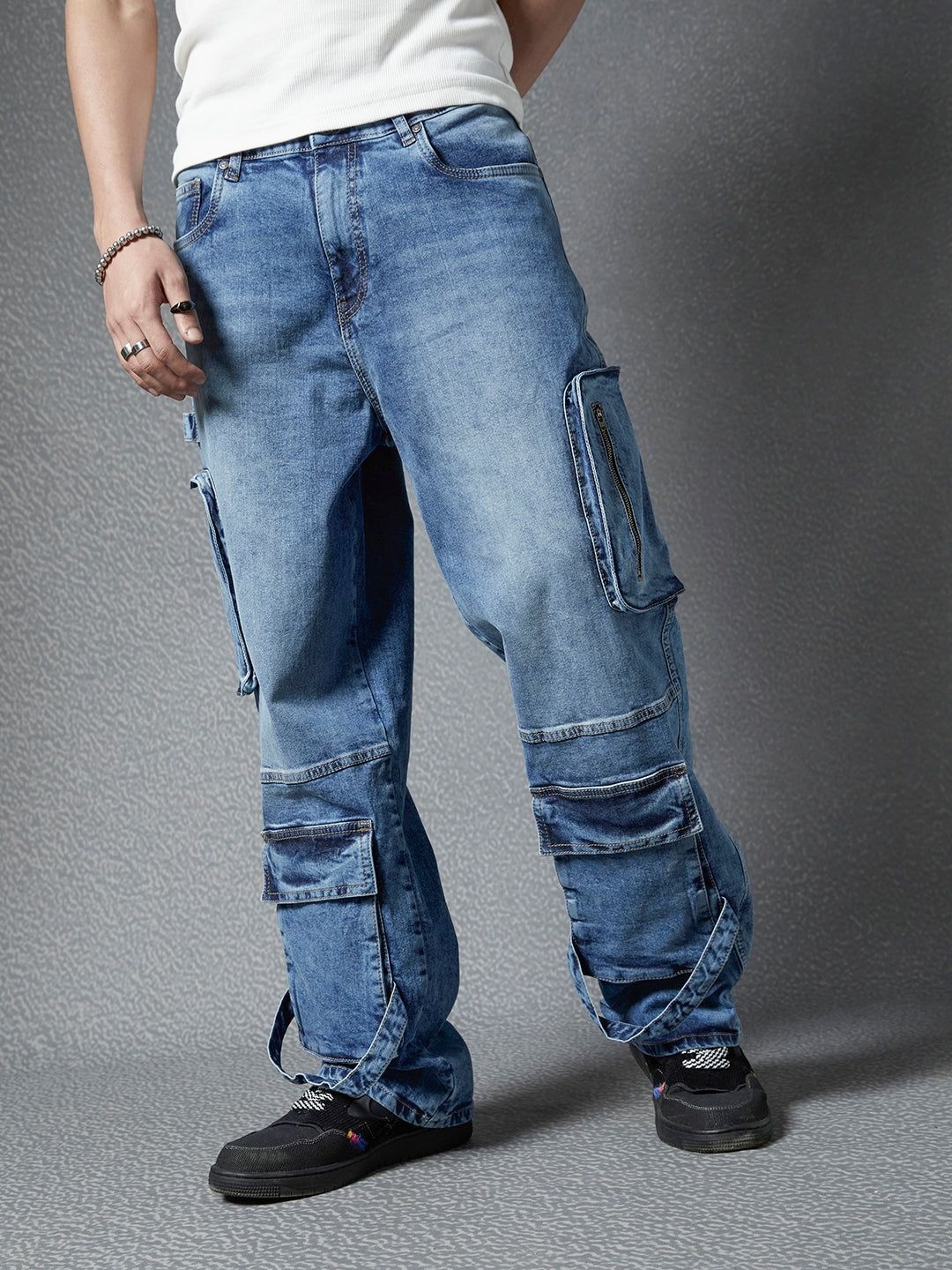

VOLTEDGE Men Comfort Highly Distressed Light Fade Stretchable Jeans, Blue