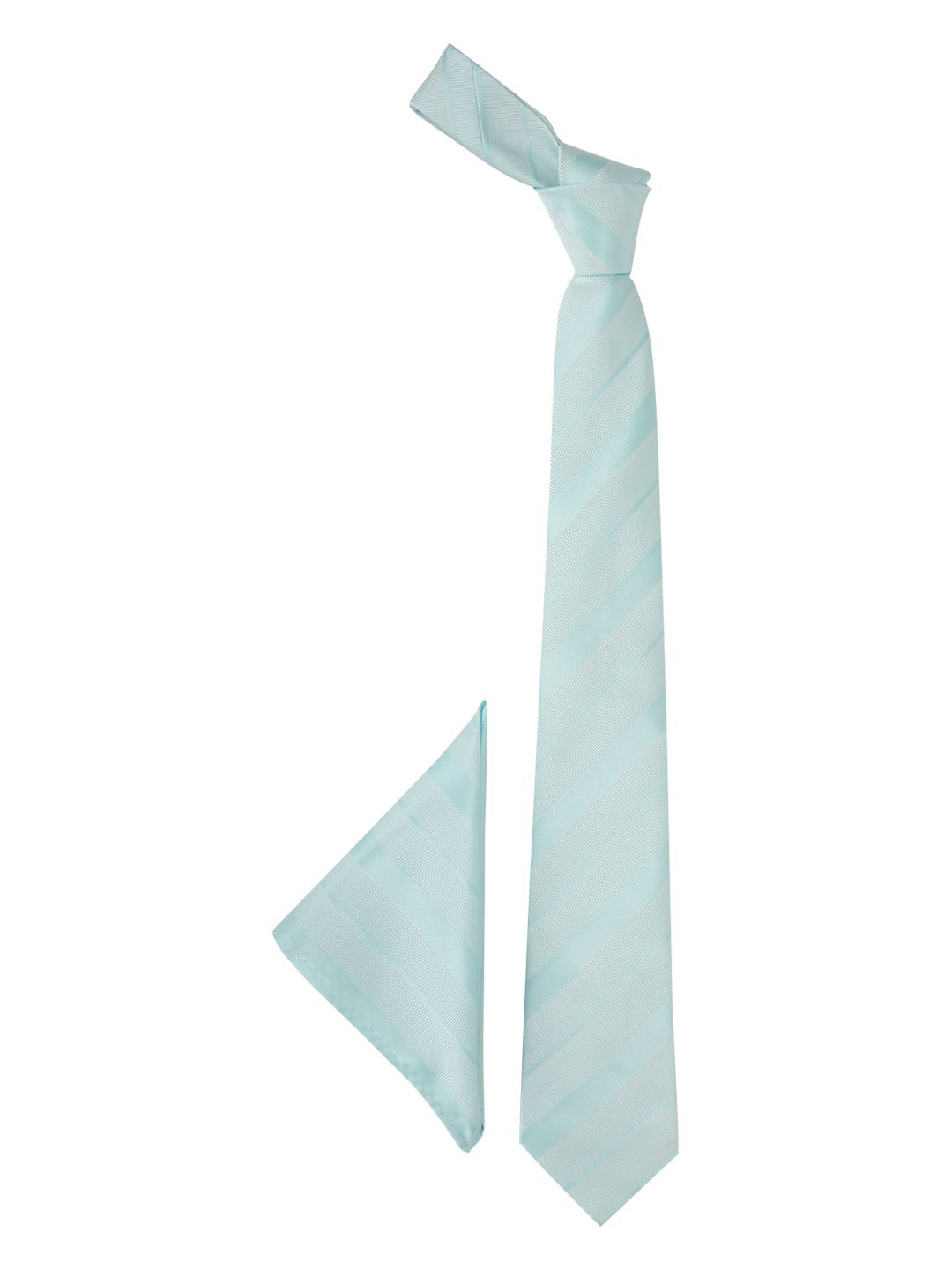 

Tossido Men Striped Necktie & Pocket Square Gift set, Turquoise blue