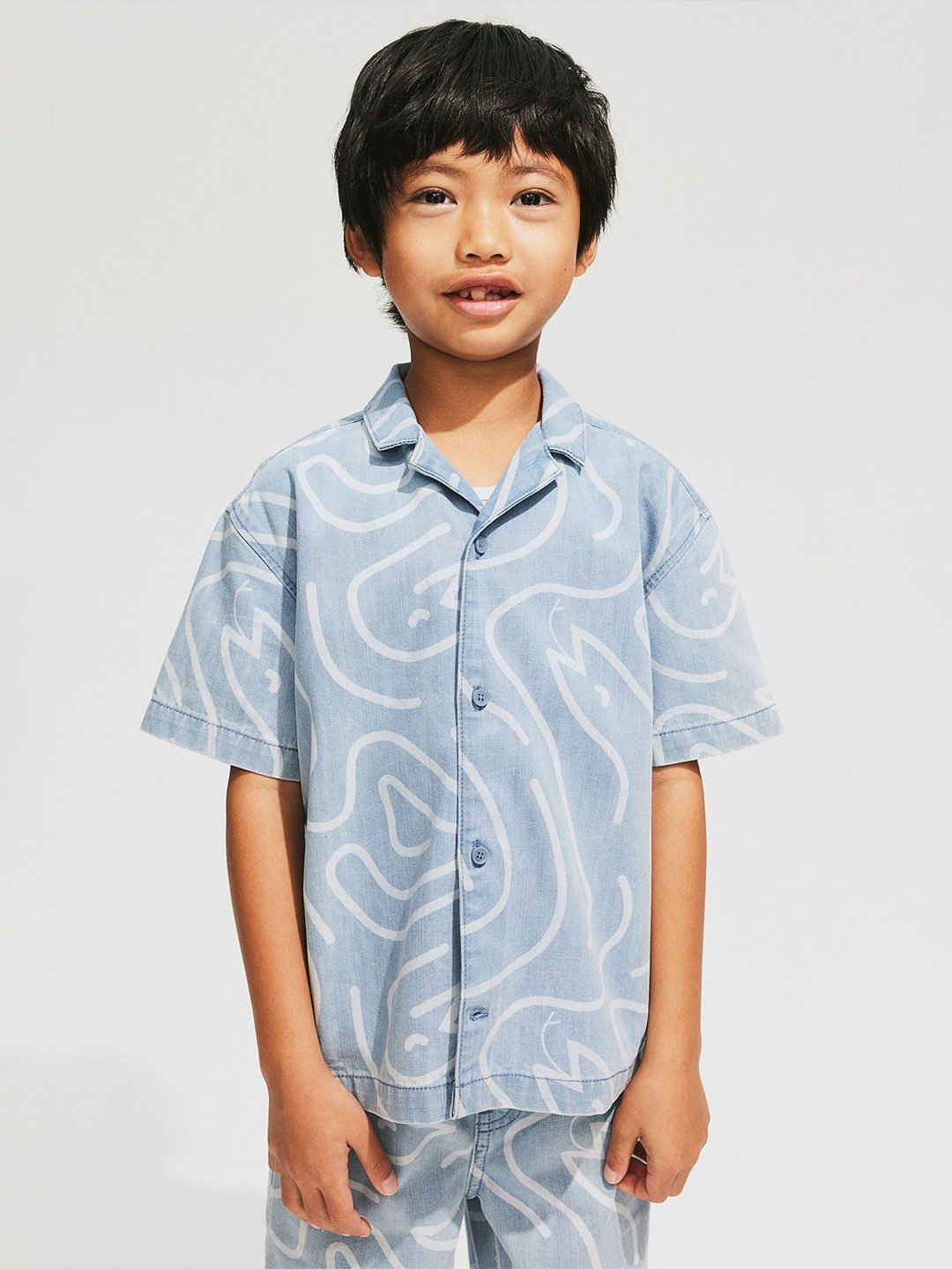 

H&M Denim Resort Shirt, Blue