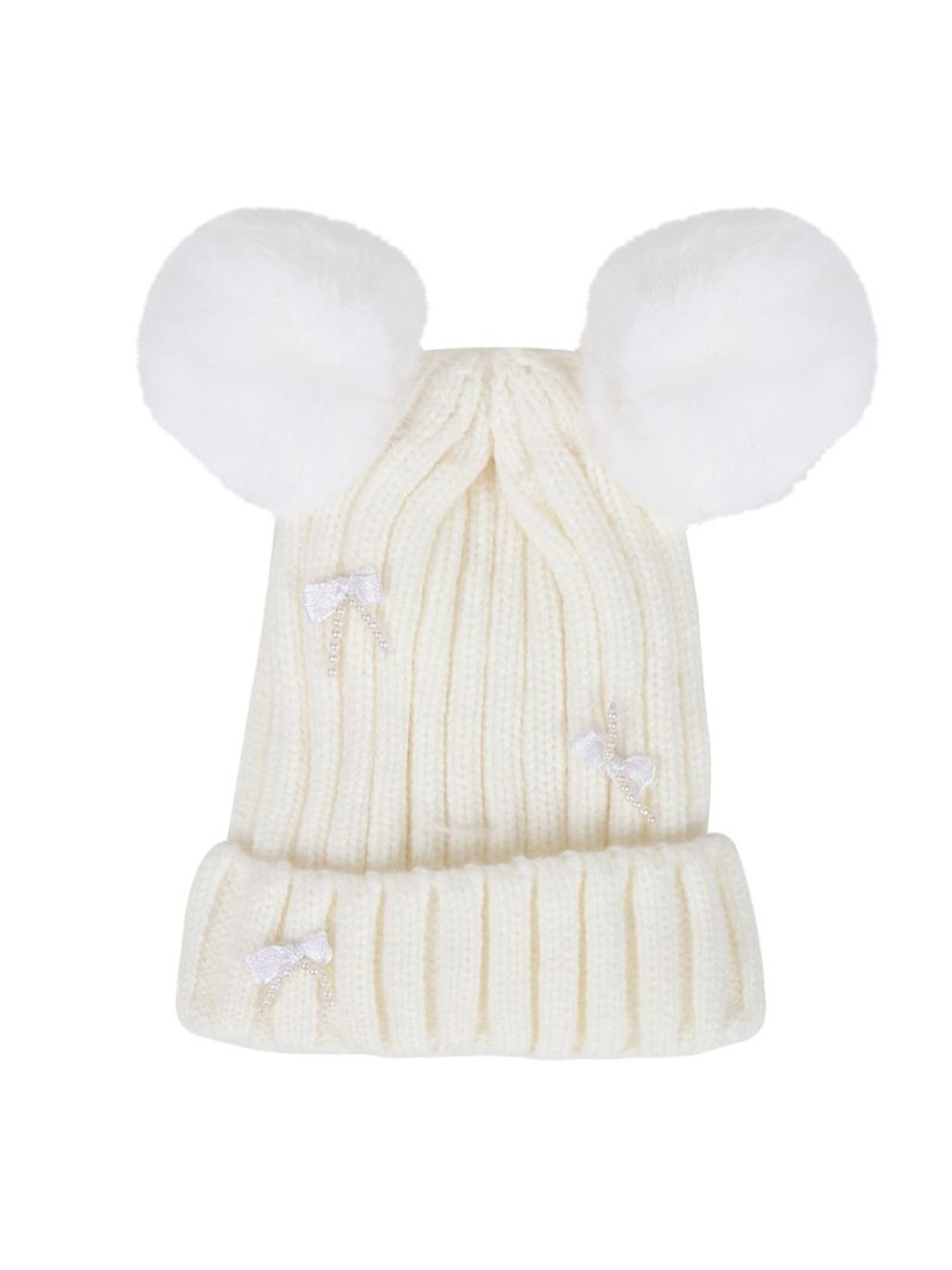 

TIPY TIPY TAP Kids Self Design Beanie Caps, White