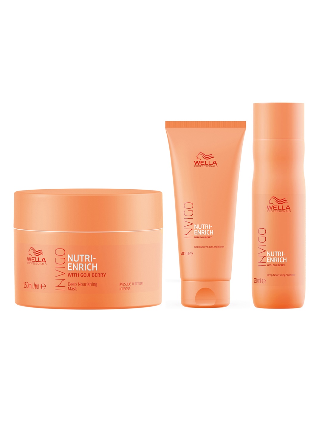 

WELLA PROFESSIONALS Set Of 3 Deep Nourishing Mask 150ml, Conditioner 200ml & Shampoo 250ml, Peach