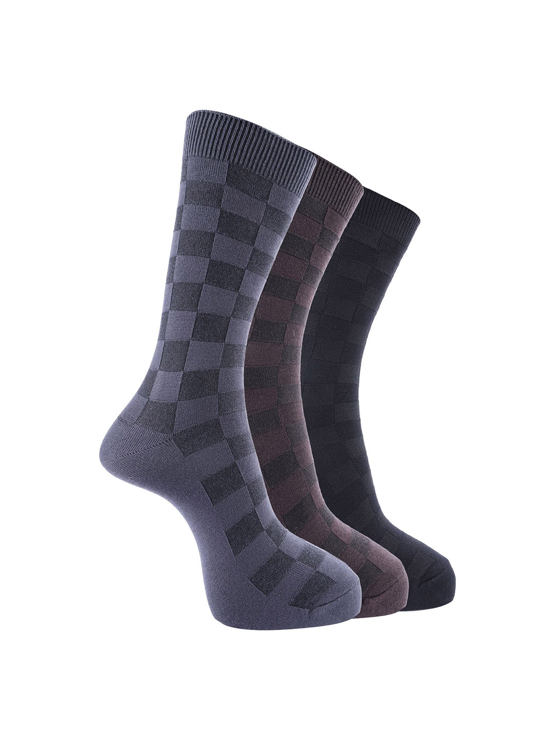 

Dollar Men Pack of 3 Free Size Full Length Cotton Socks, Blue